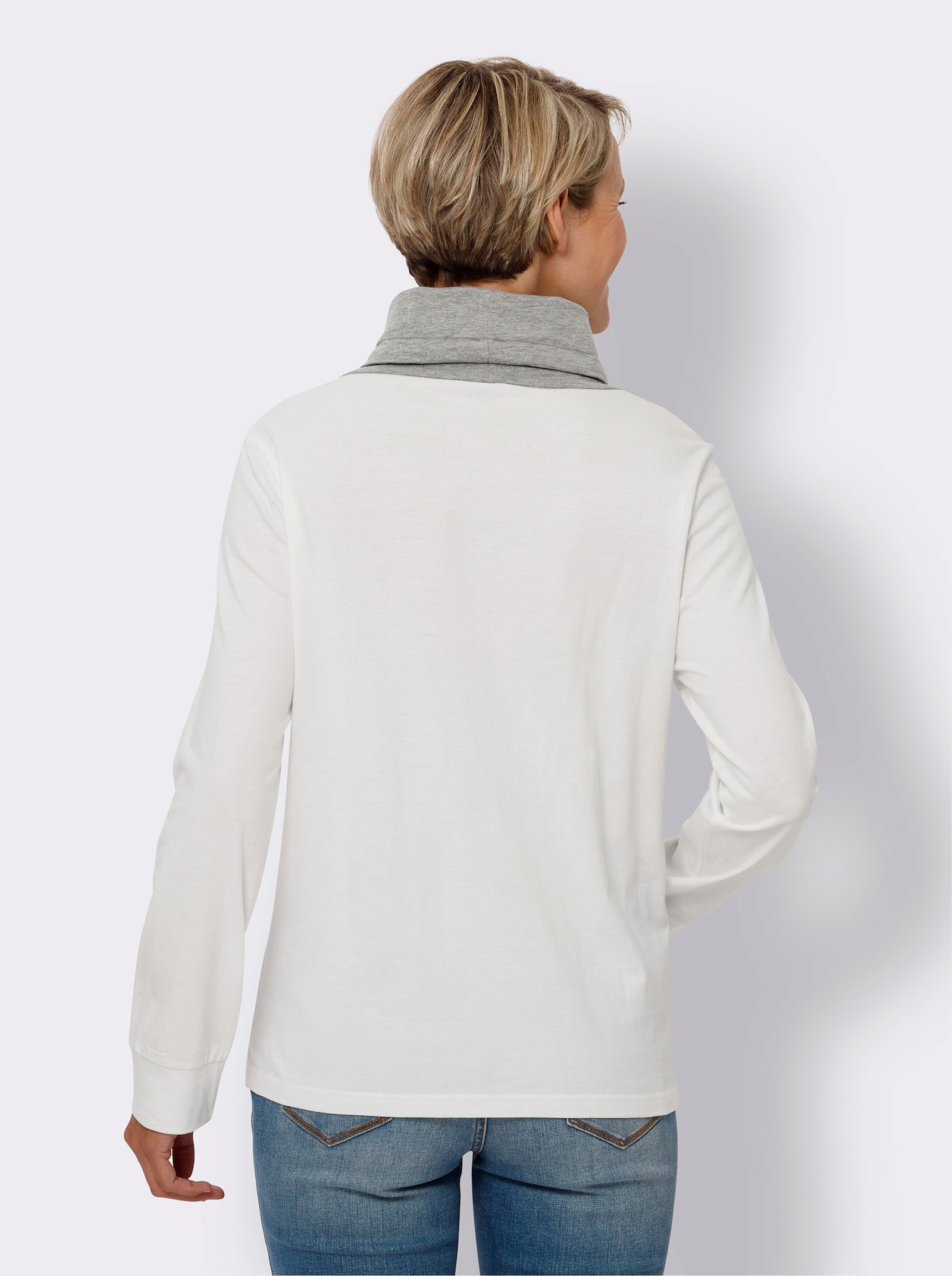 Rolák s dlouhými rukávy - ecru-šedá