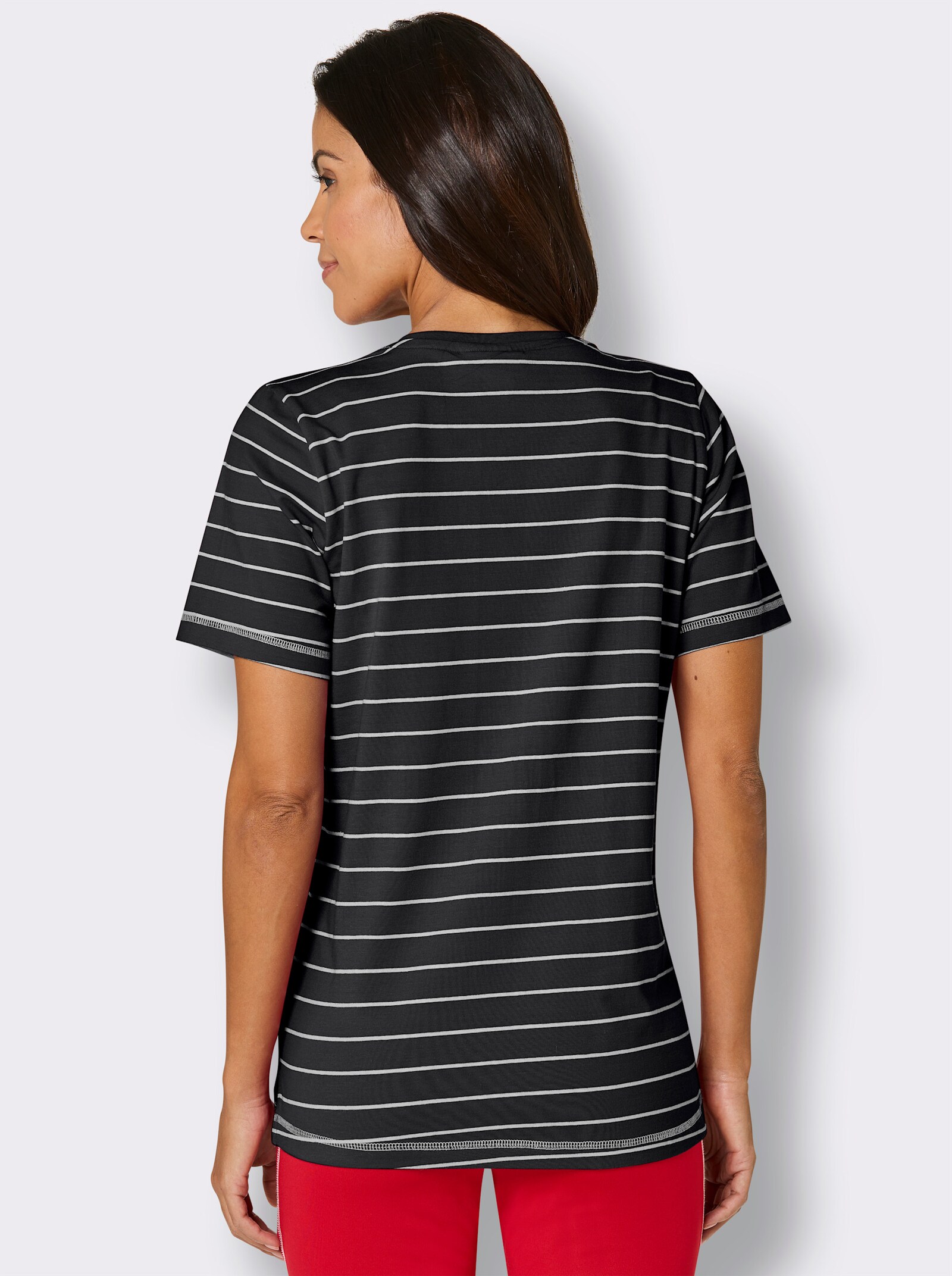 Catamaran Sports Funktionsshirt mit Seitenschlitzen - schwarz-weiß-geringelt