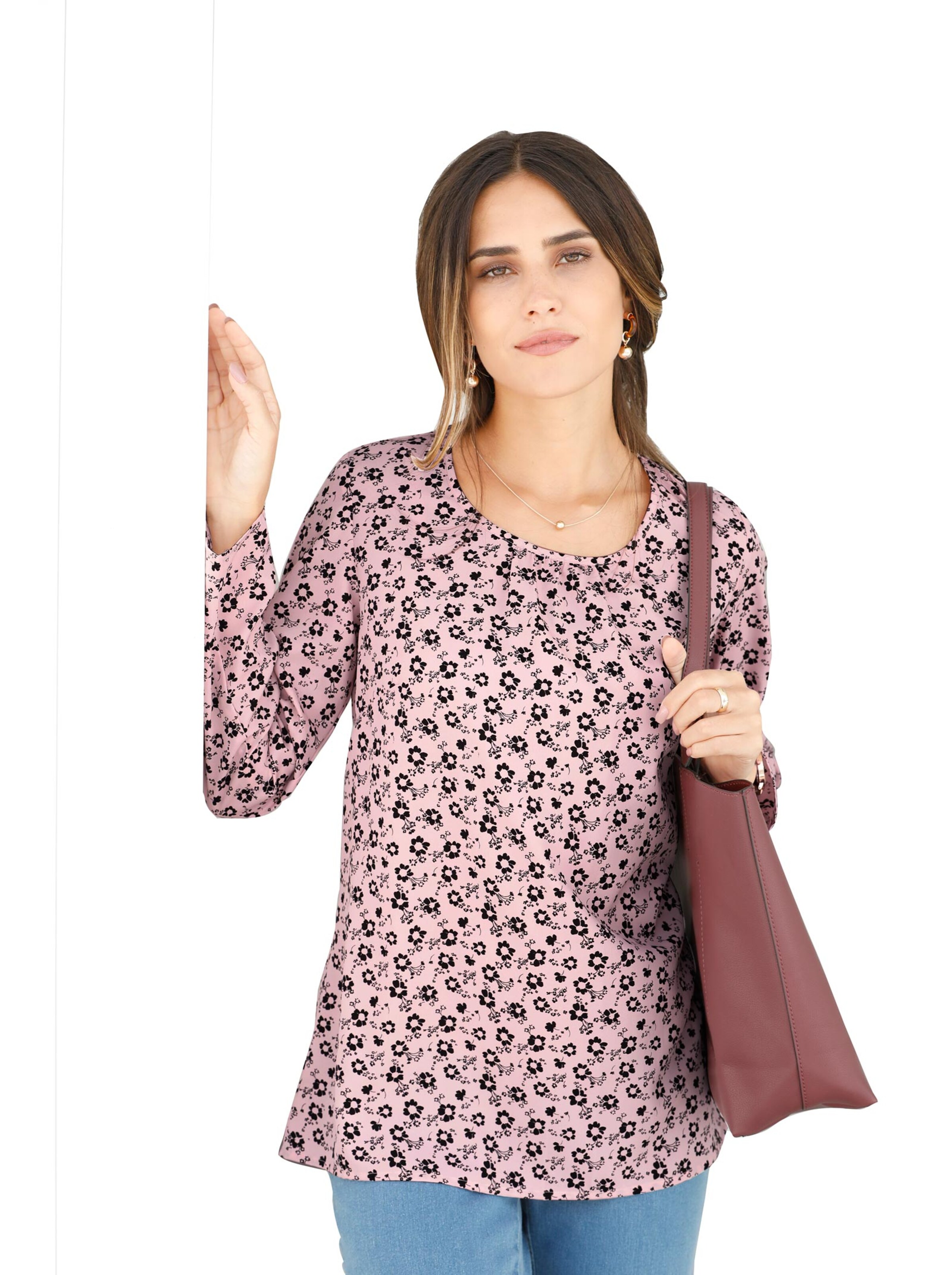 Bluse - rosé-gemustert