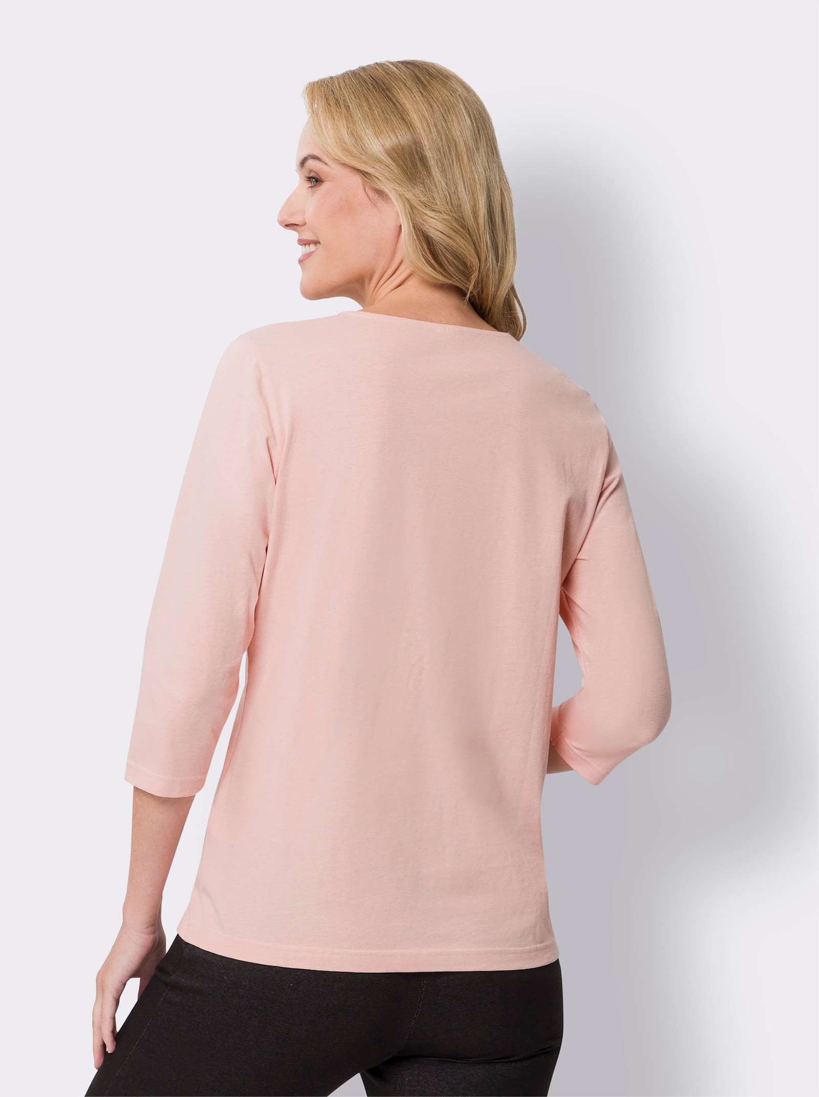 Shirt met ronde hals en op dessin geplaatste luipaardprint - poeder/grafiet bedrukt