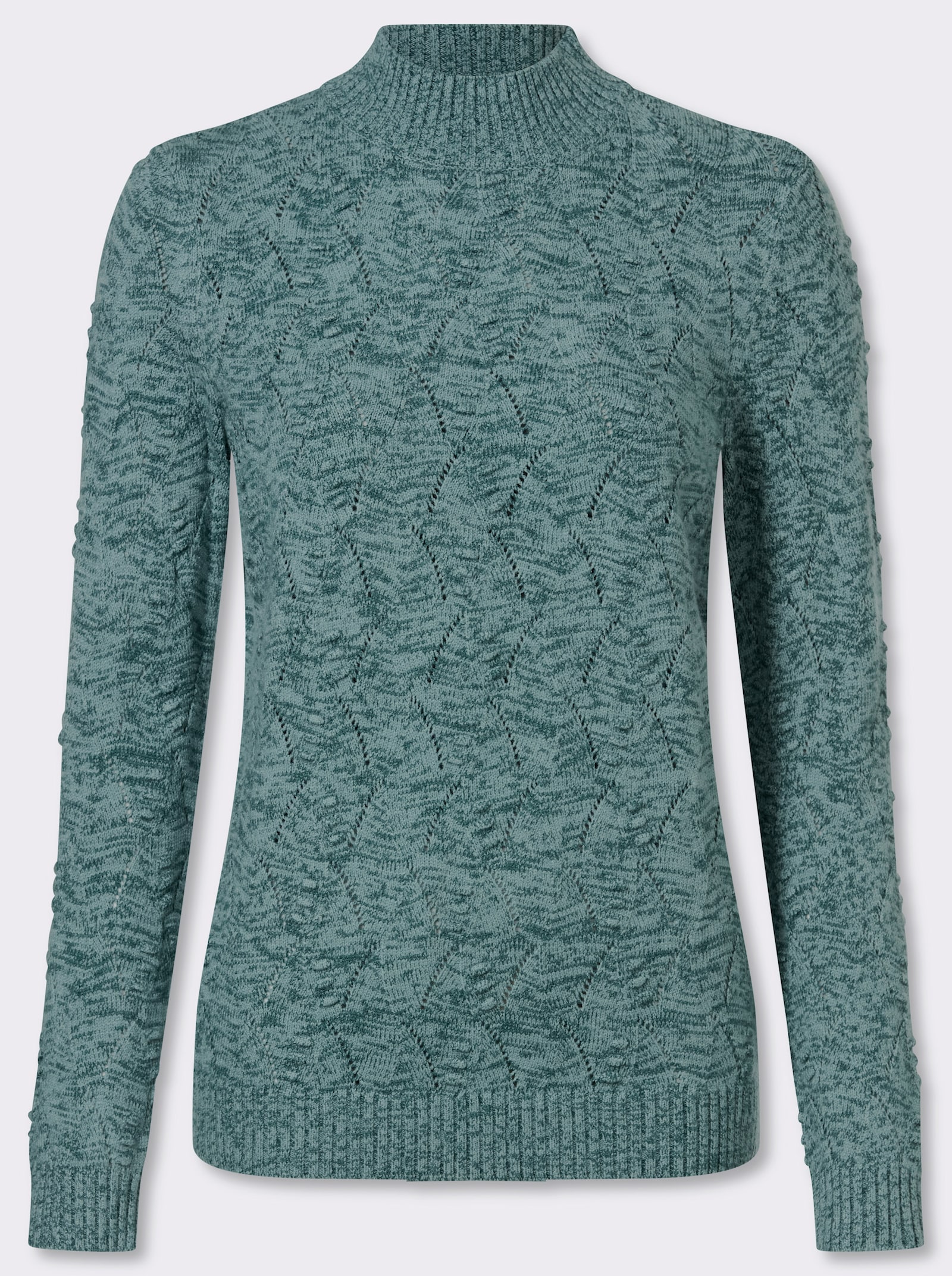 Stehkragenpullover - jade-petrol-meliert