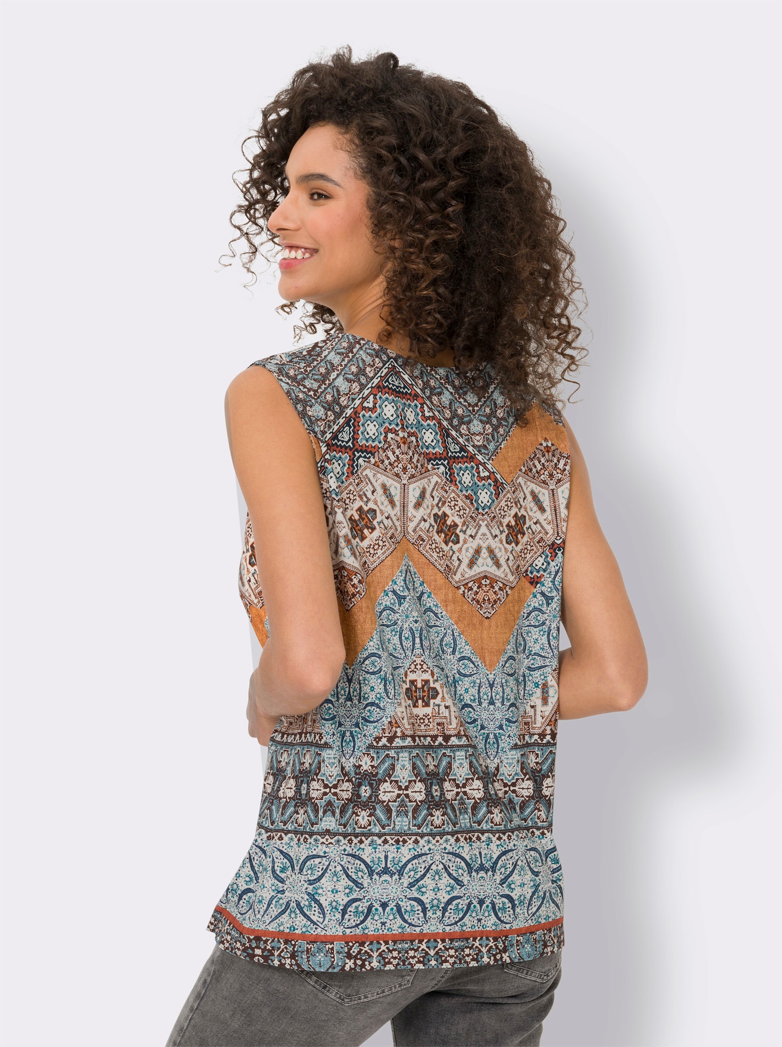 heine Shirttop im Ethno-Stil - papaya-rotbraun-bedruckt