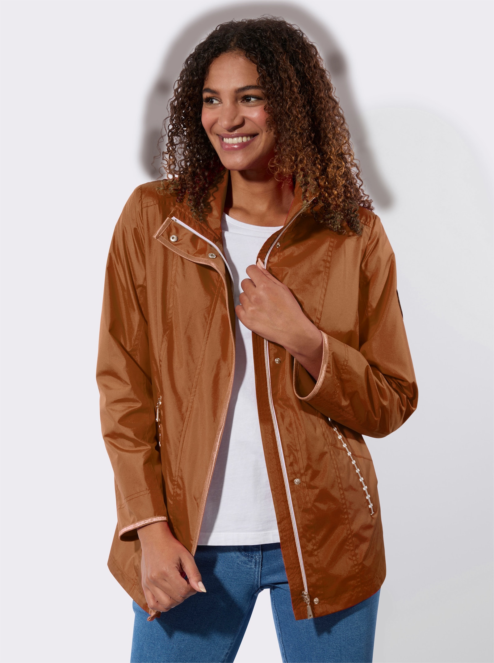 Jacke - cognac-weiß