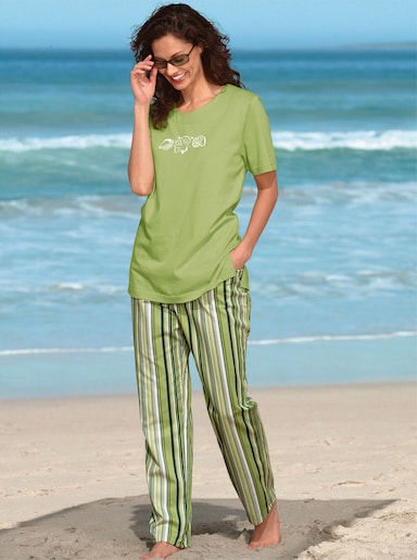 Kurzarmshirt mit Muschel-Druck - pistazie