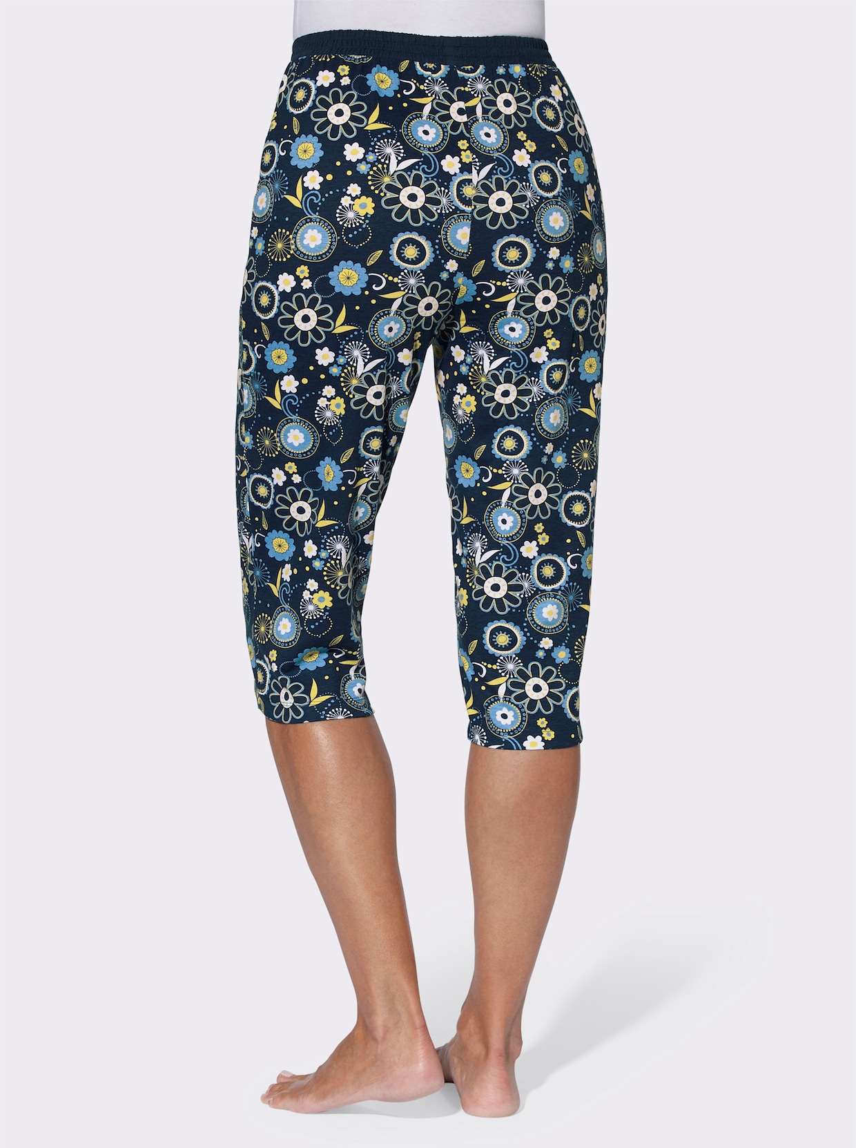 Capri-pyjamabroek - donkerblauw geprint