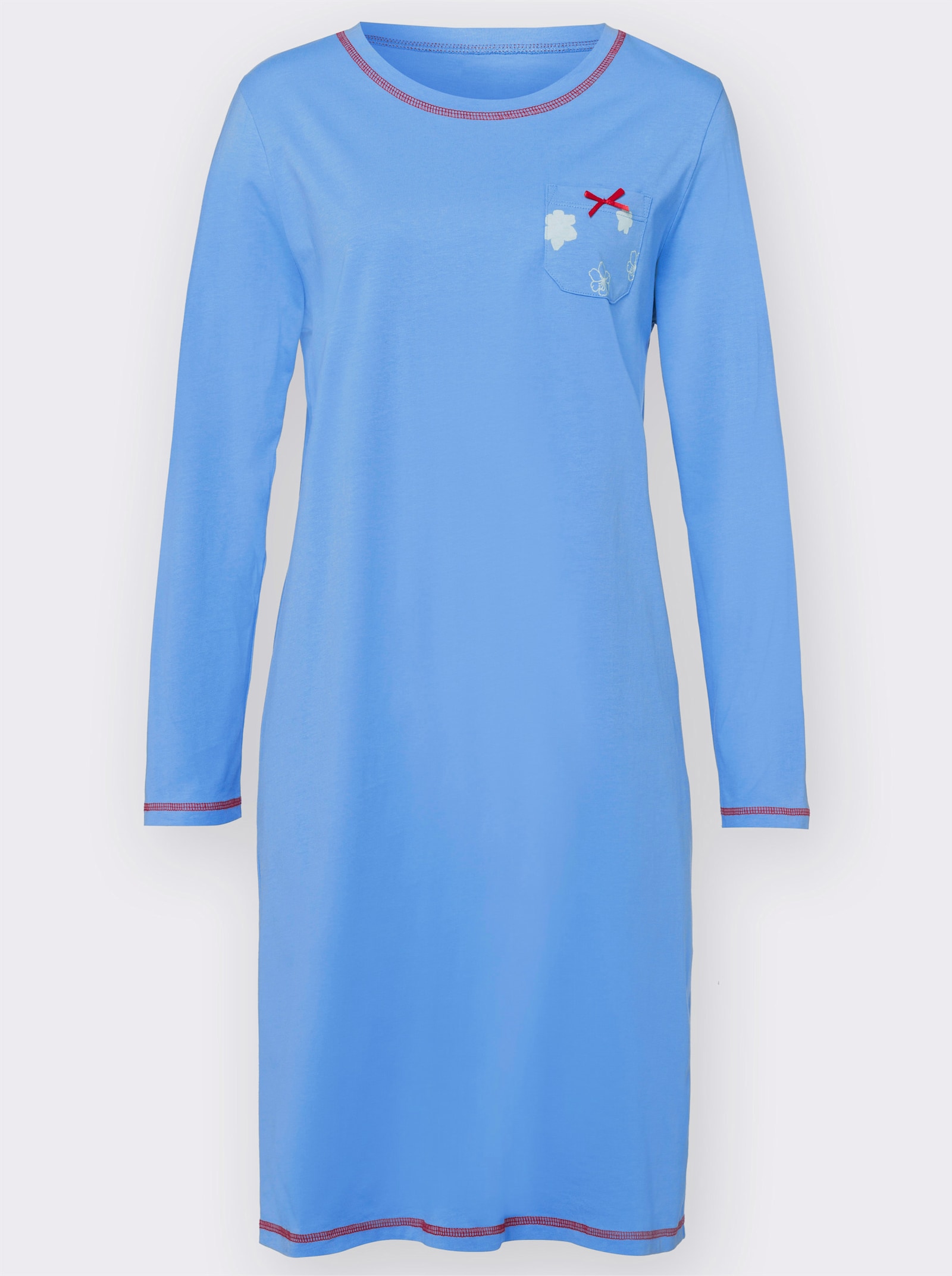 Nachthemden mit Kontrast-Akzenten, im Doppelpack - himmelblau + himmelblau-bedruckt