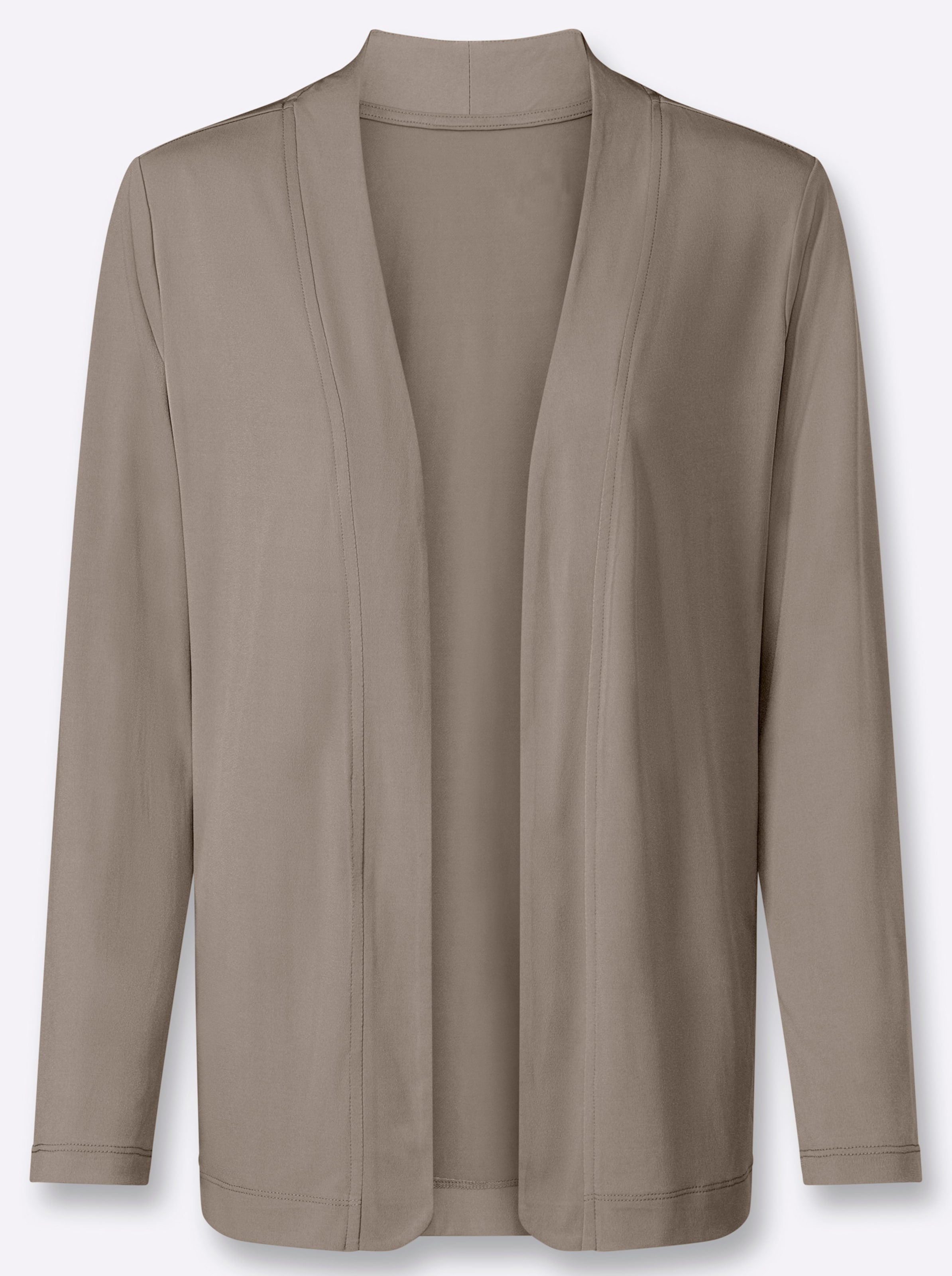 Lady Damen Beige Shirtjacke "Shirtjacke", Gr. 50, (Sesam), 95% Polyester, 5% Elasthan, Unifarben, V-Ausschnitt, Shirts Shirtjacke - Bild 3