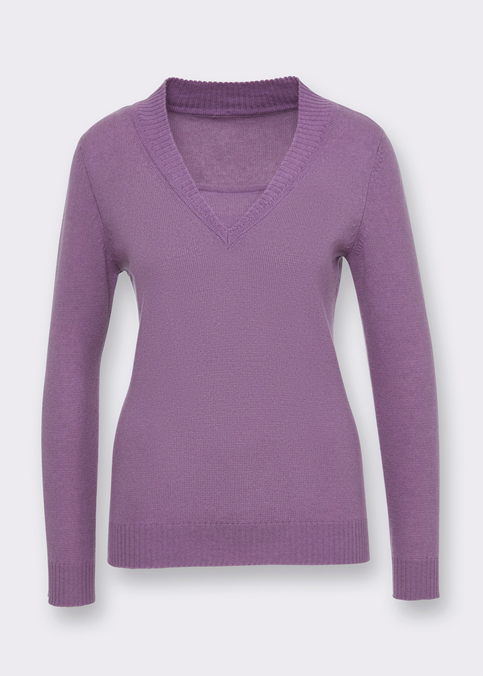 Pullover van kasjmier in 2-in-1-look - lila gemêleerd