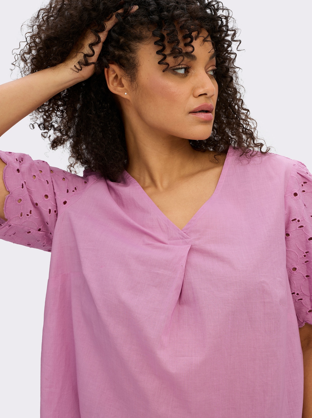 sheego Tunique avec broderie ajourée - orchidée