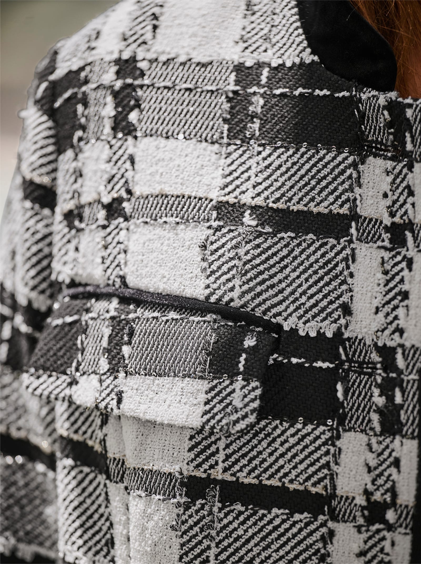 heine Blazer in Bouclé-Struktur - schwarz-weiß-kariert