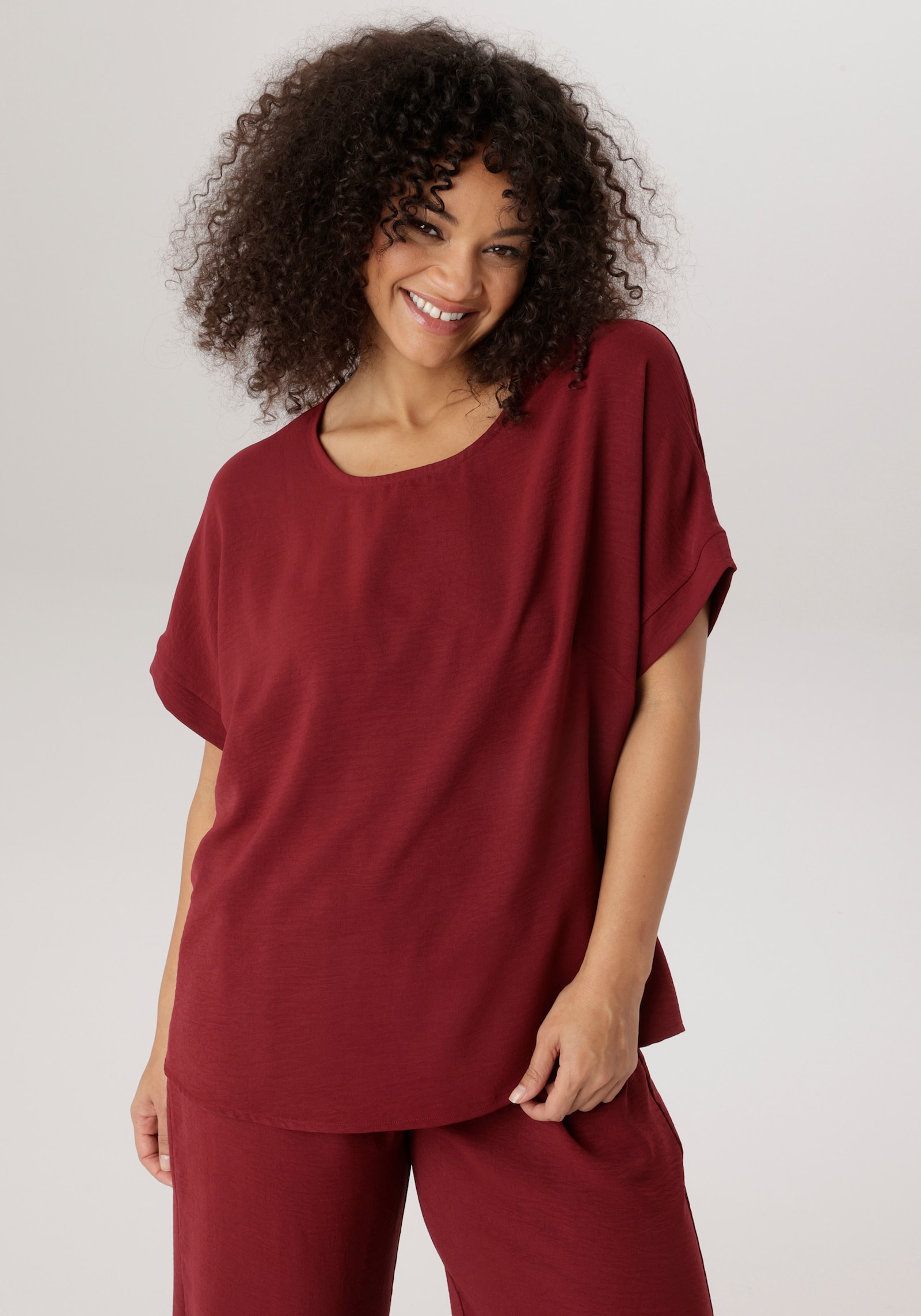 Aniston PLUS Schlupfbluse - dunkelrot