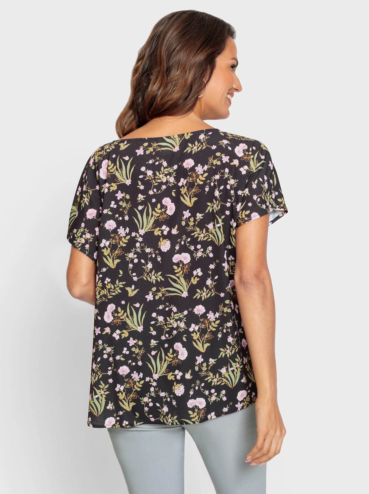 Blouse met print - zwart/roze bedrukt