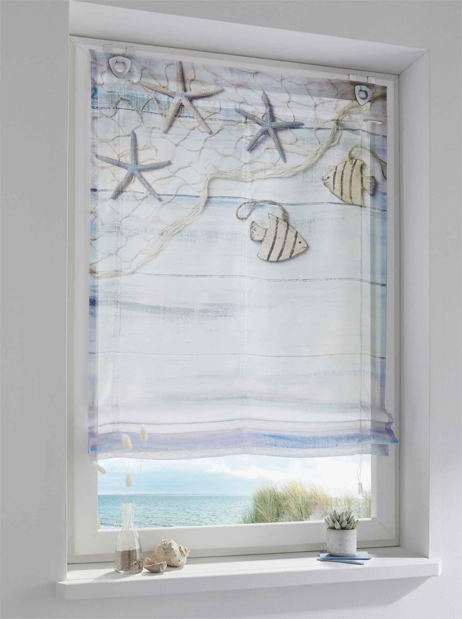 heine home Raffrollo - natur-blau