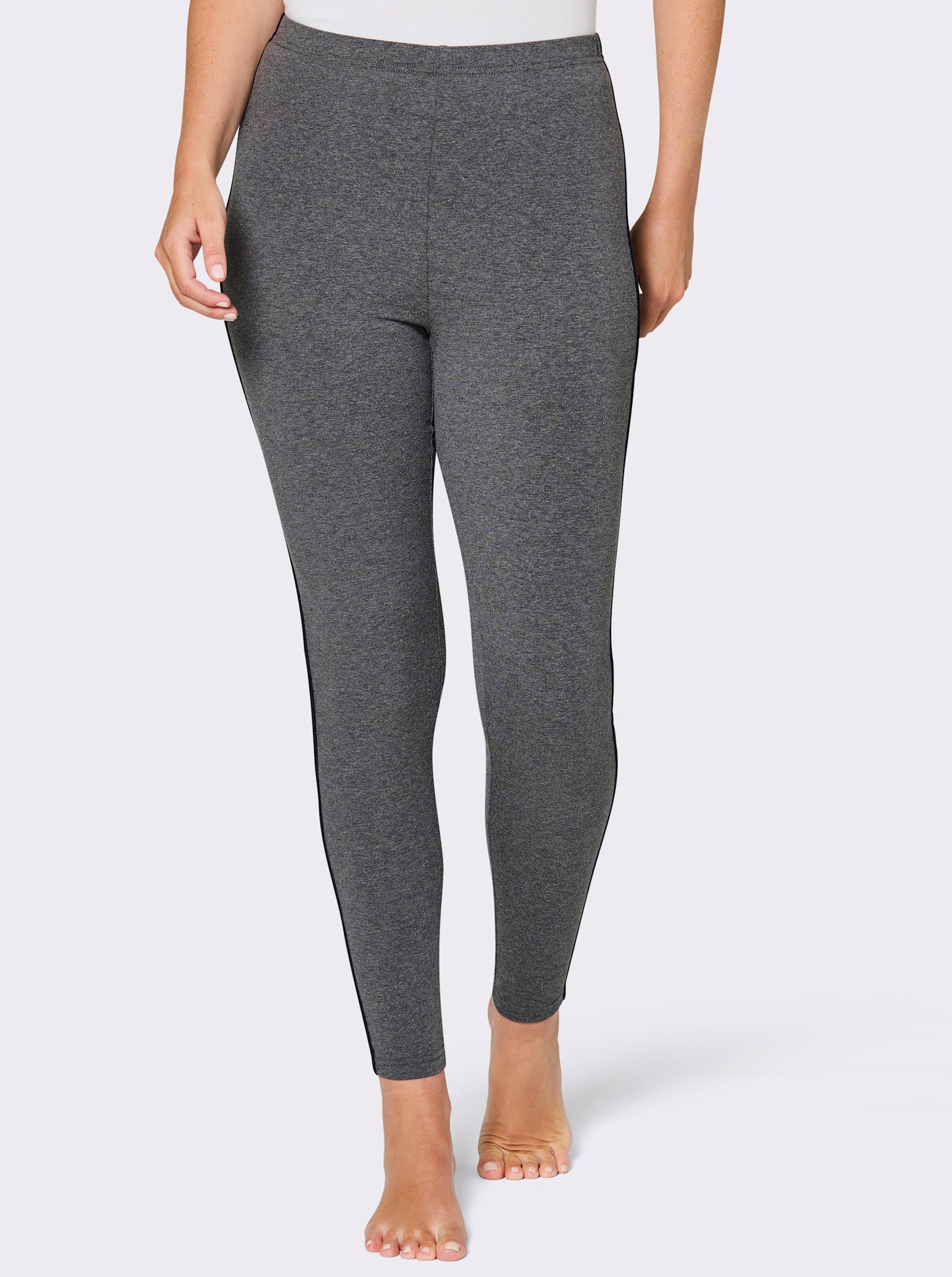 feel good Leggings mit seitlicher Paspel - marine + anthrazit-meliert