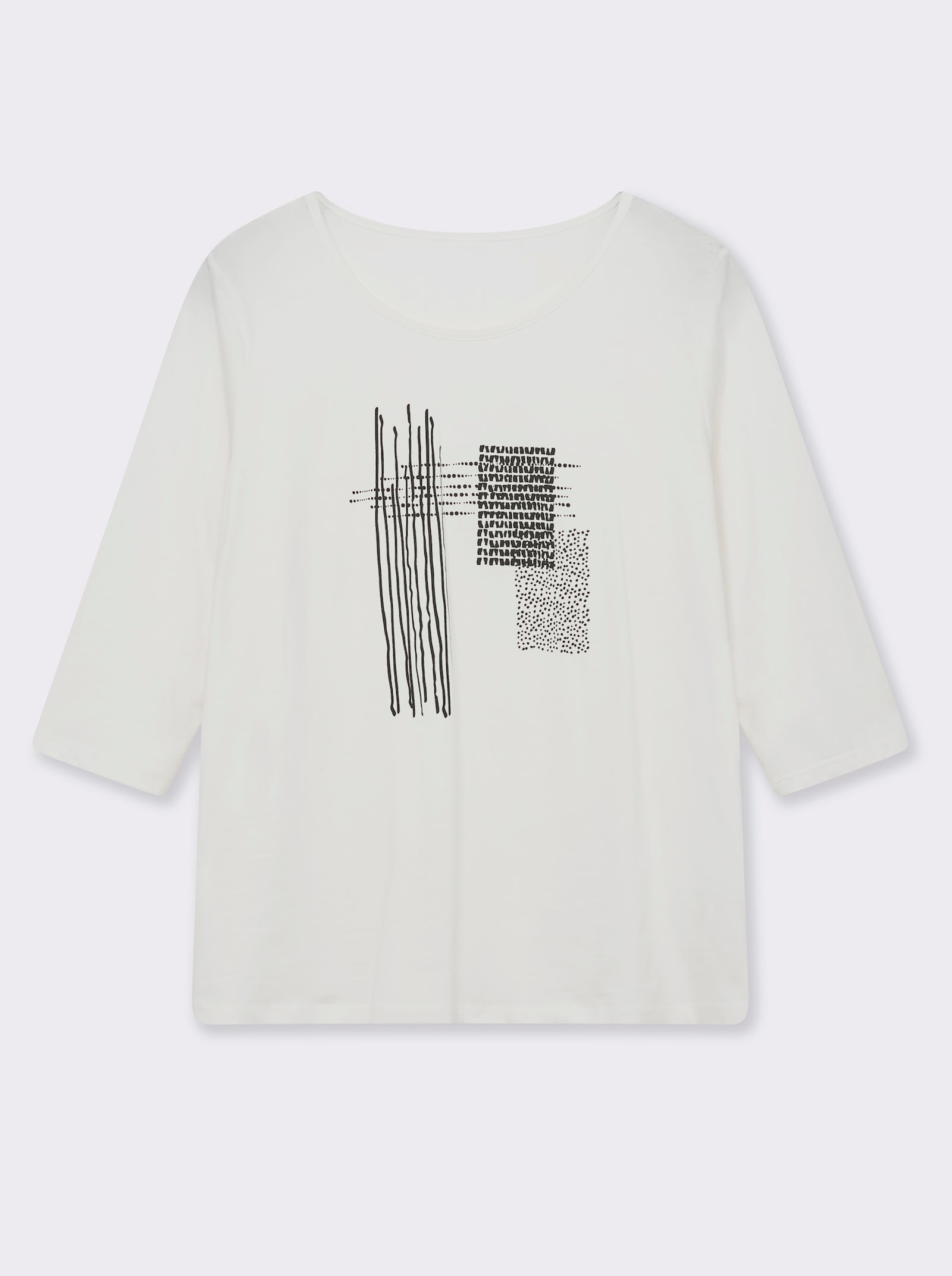 3/4-Arm-Shirt mit grafischem Druck - ecru-schwarz