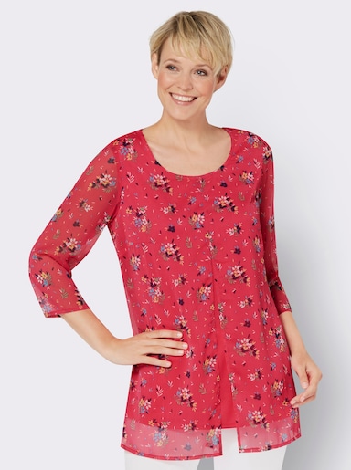 Longline blouse - pink/marine bedrukt