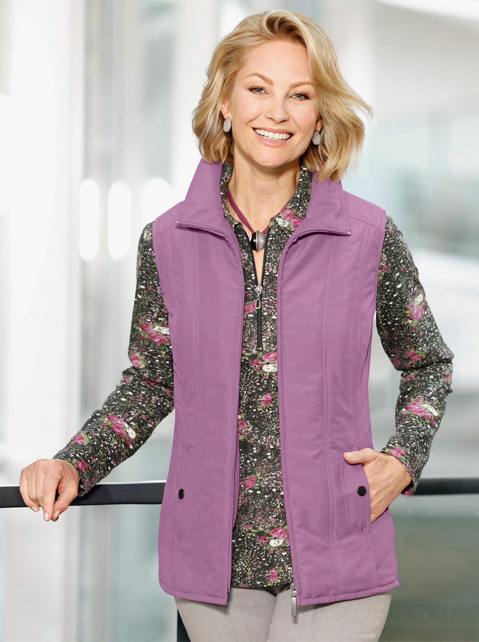 Steppweste in weicher Mikrofaser-Qualität - violett