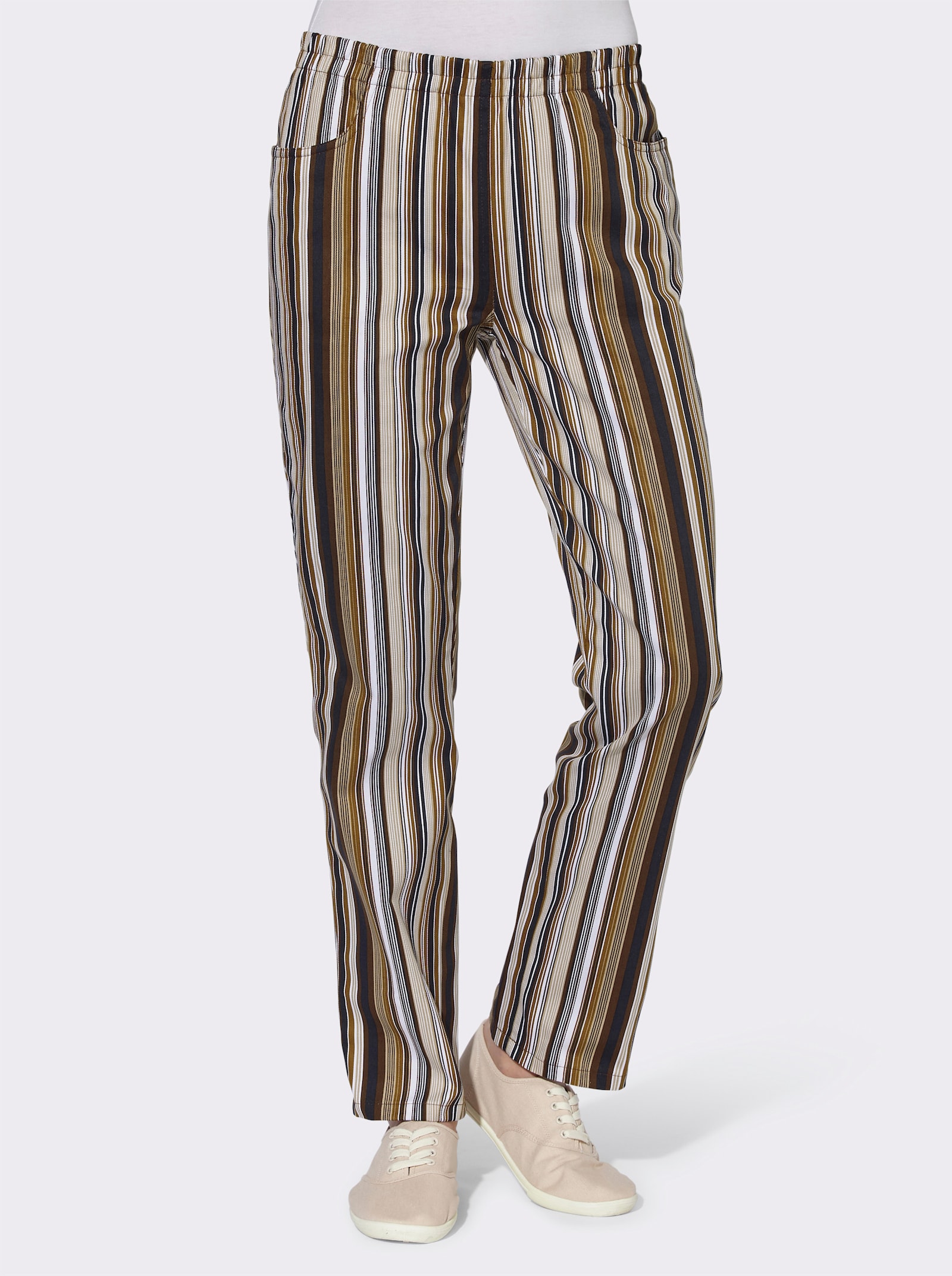 Schlupfhose aus Baumwolle - dunkelbraun-gestreift