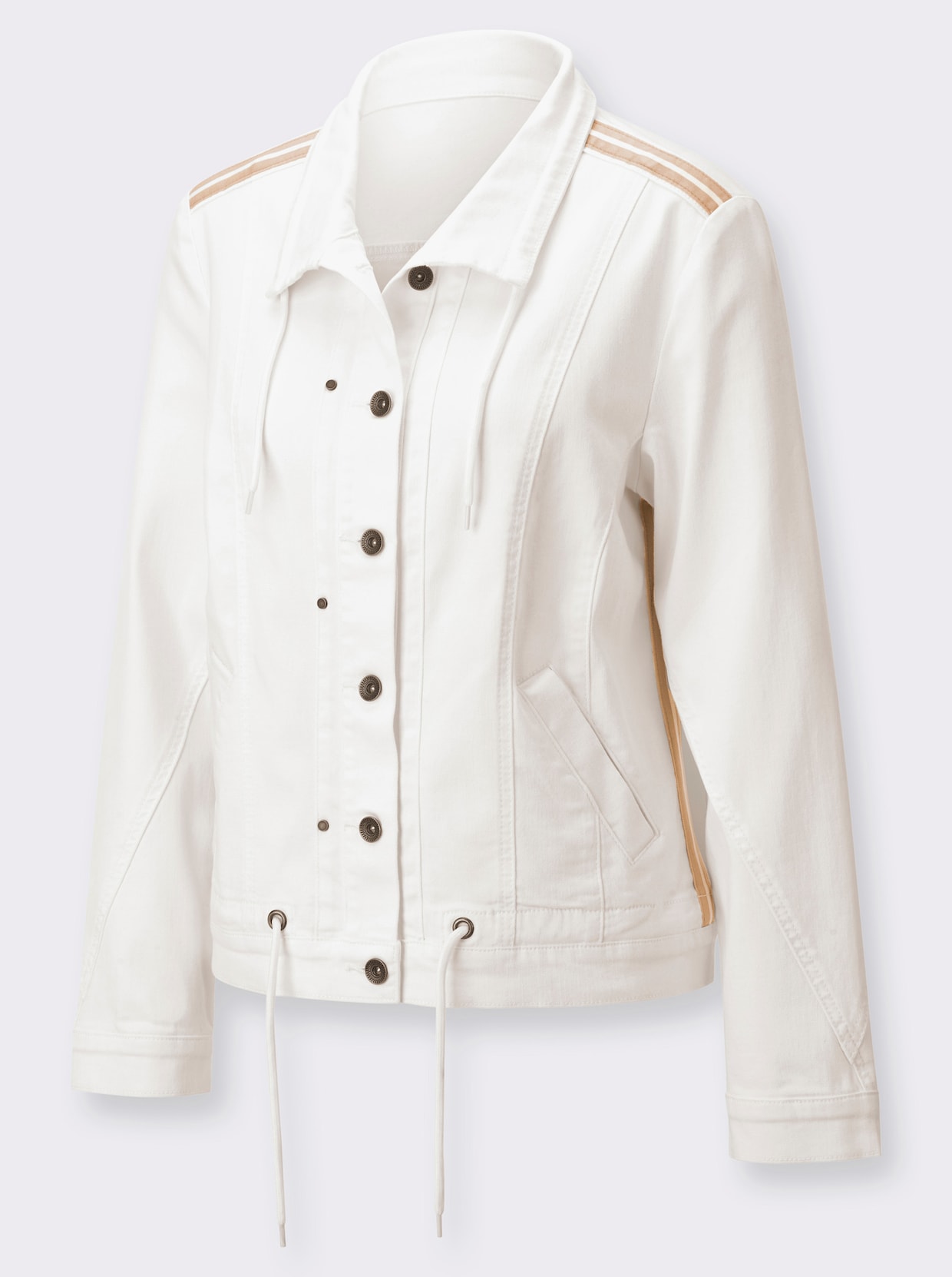 Jeansjacke mit weitenregulierbarem Saum - ecru