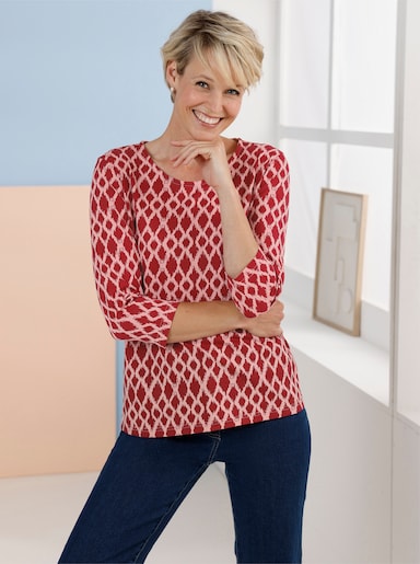 3/4-Arm-Shirt mit modischem Druckmuster - kirsche-rosenquarz-bedruckt