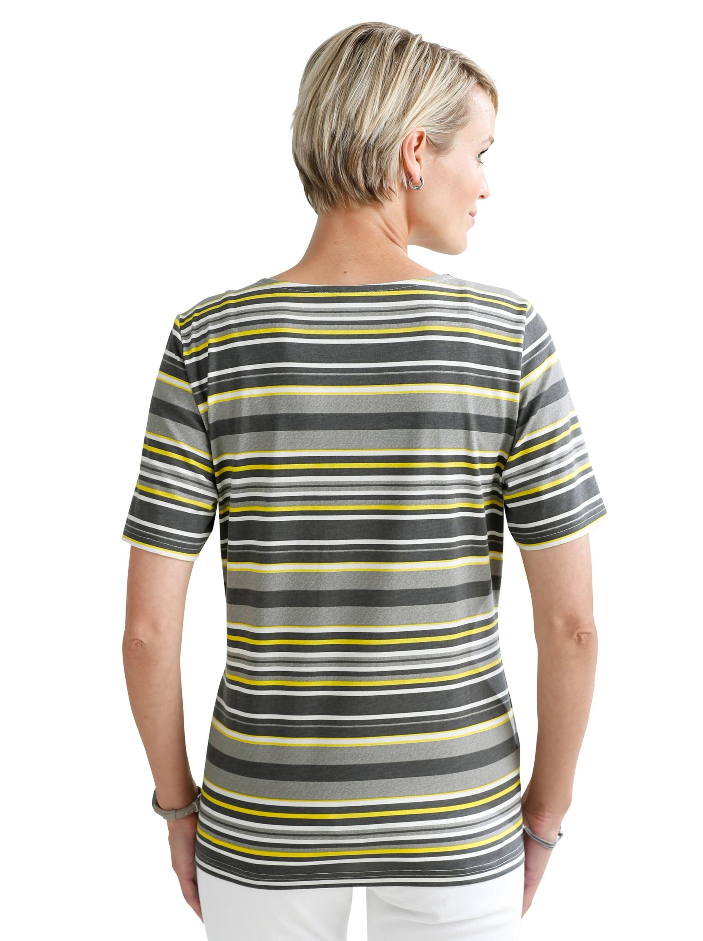 Shirt - anthrazit-limone-geringelt