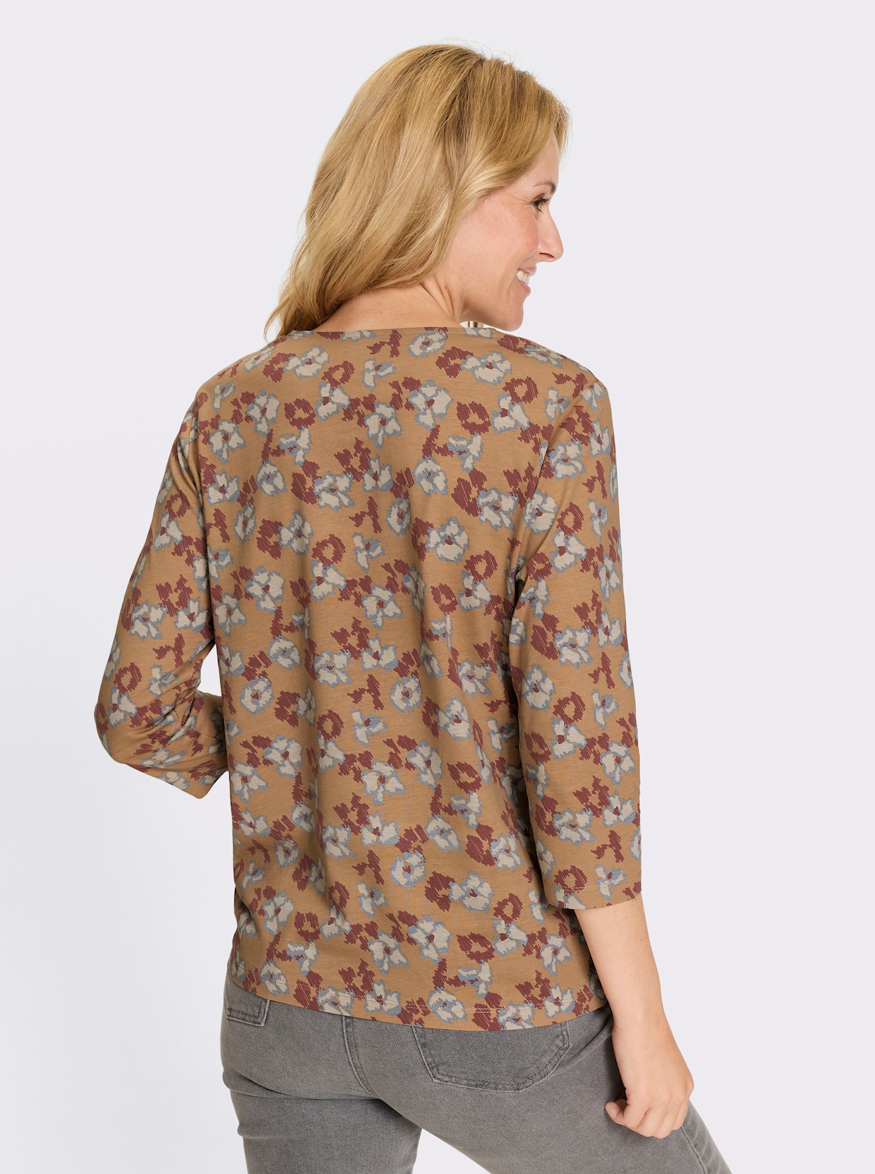 3/4-Arm-Shirt - camel-sesam-bedruckt
