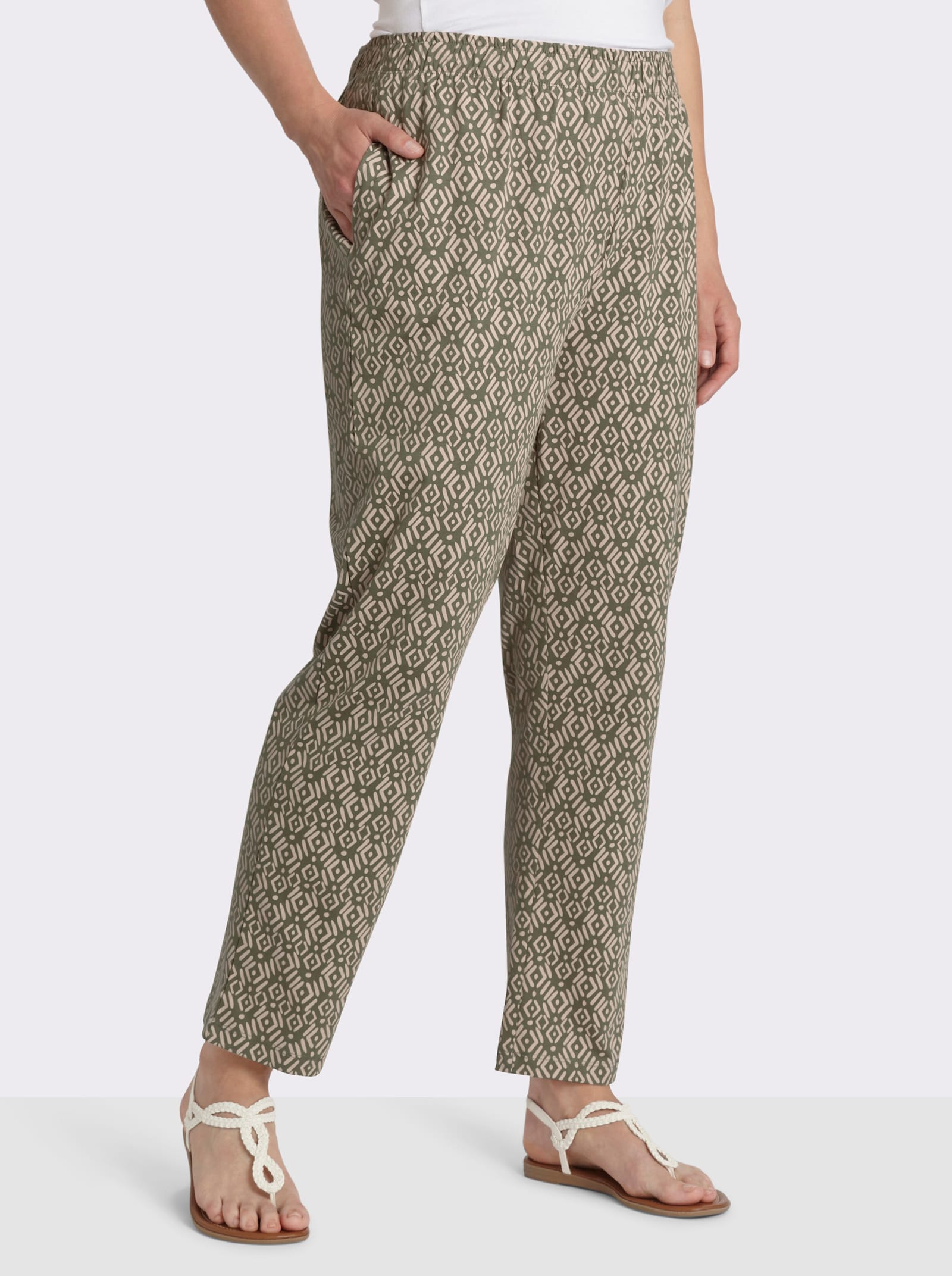 Freizeithose - khaki + khaki-bedruckt