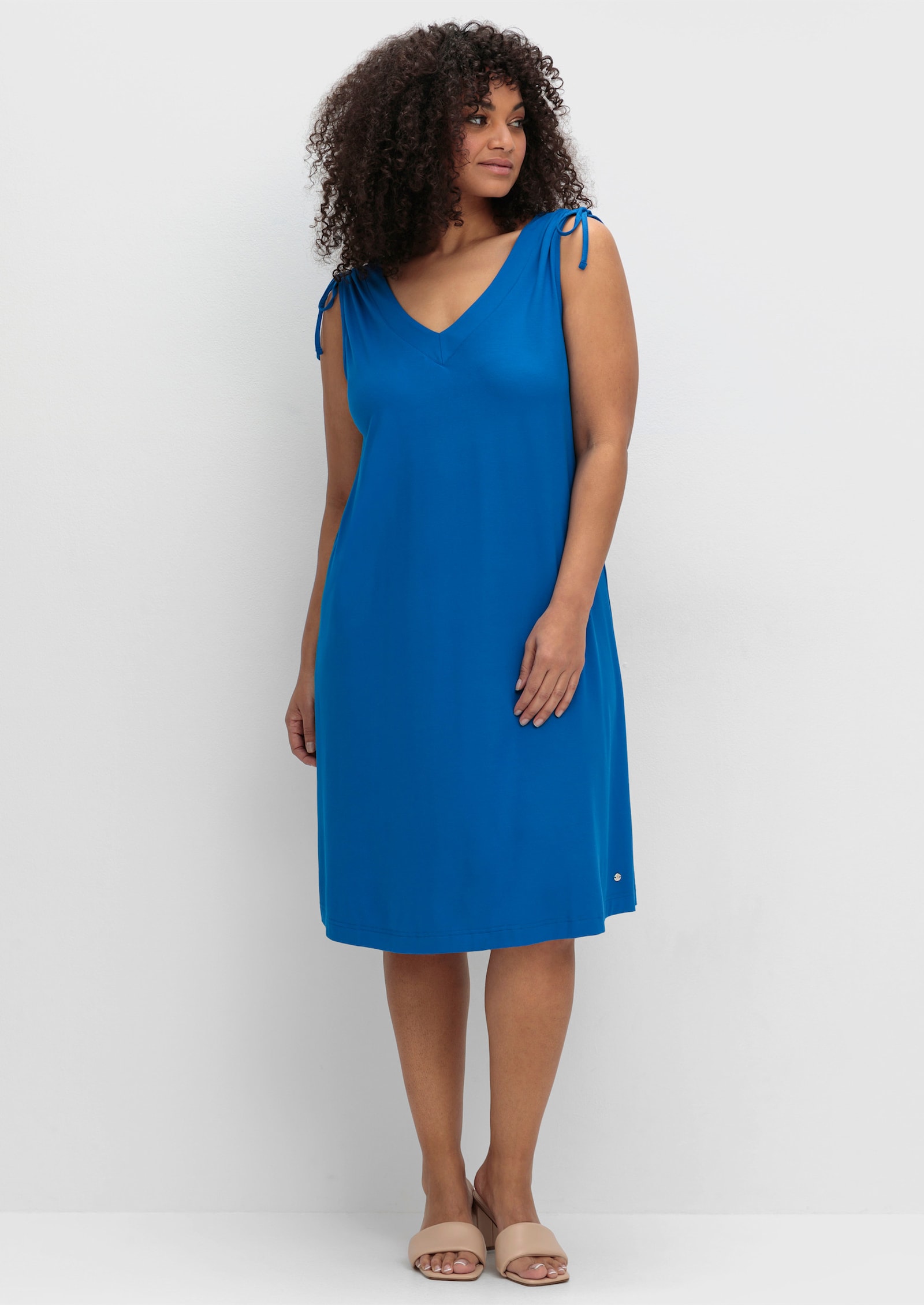 sheego Jerseykleid mit geraffter Schulter - kobaltblau