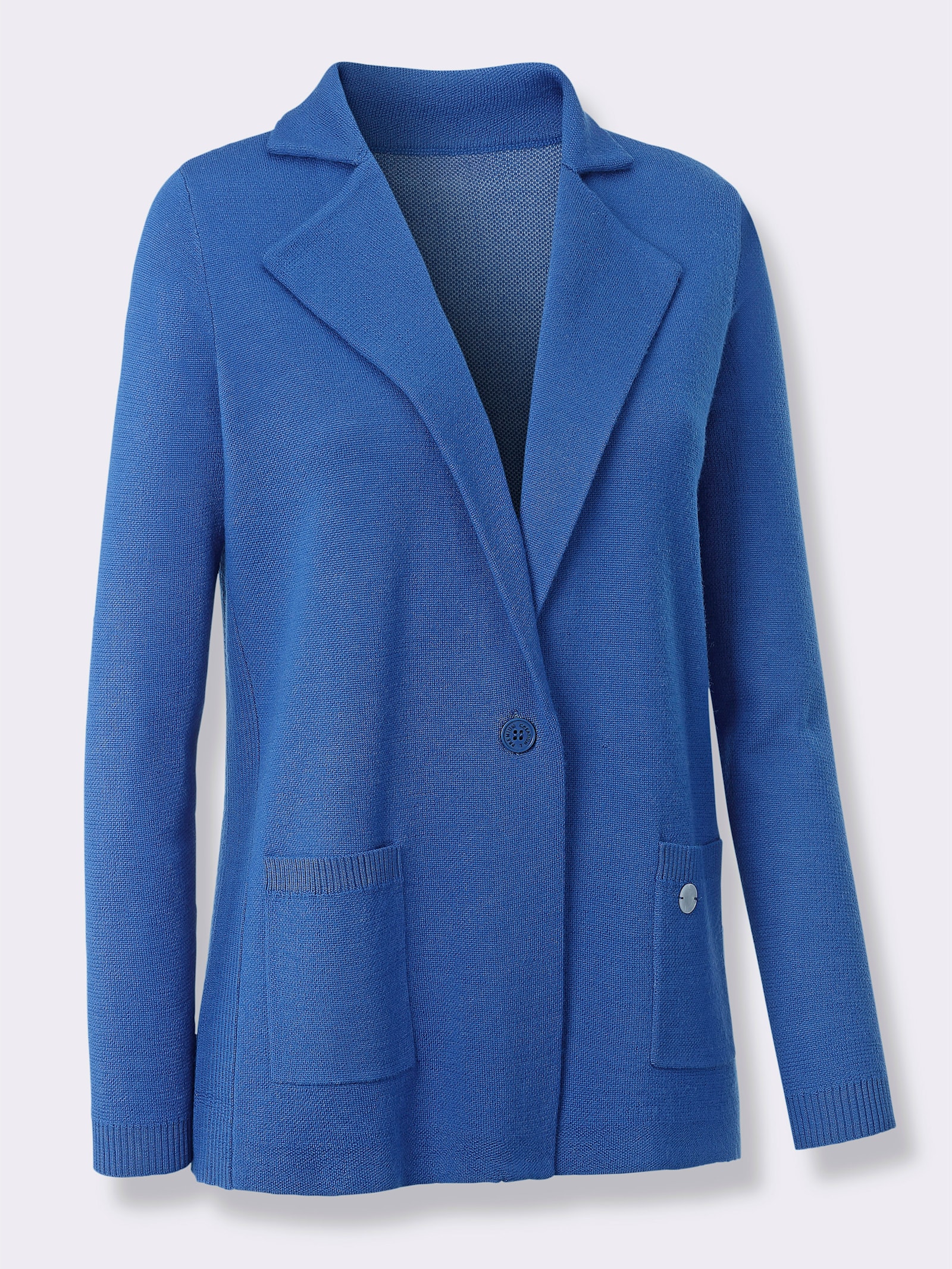 CREATION L PREMIUM Strickjacke mit 1-Knopf-Verschluss - royalblau
