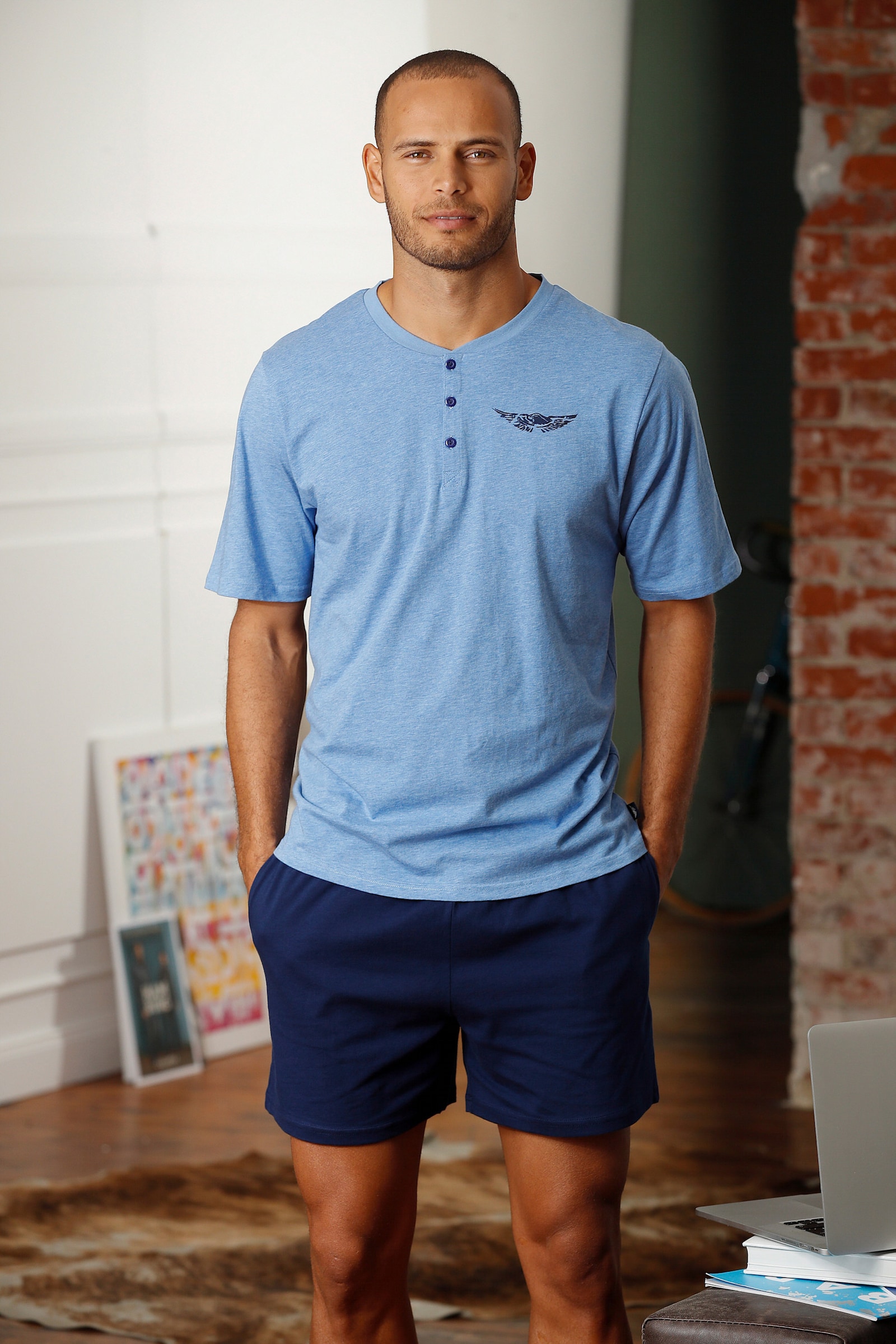AUTHENTIC LE JOGGER Pyjama - blau-meliert-marine