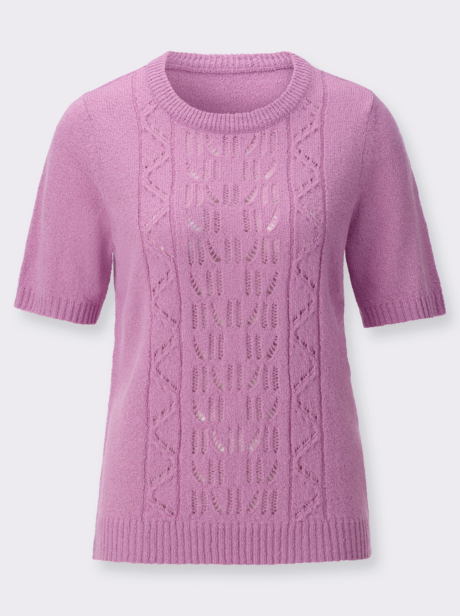 Ajourpullover in Bouclé-Qualität - orchidee