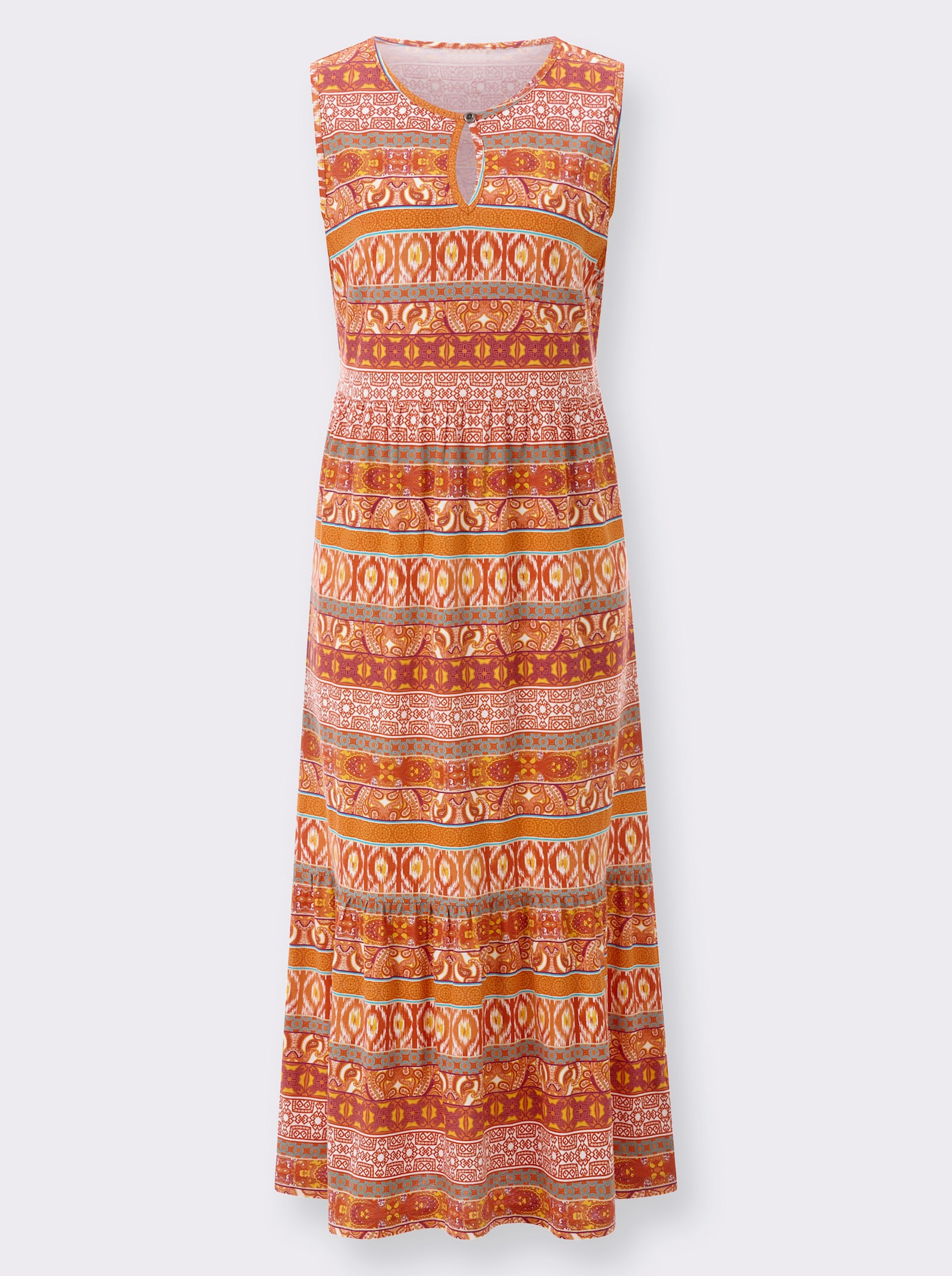 Jerseyjurk van soepel vallend katoen - papaja/terra bedrukt