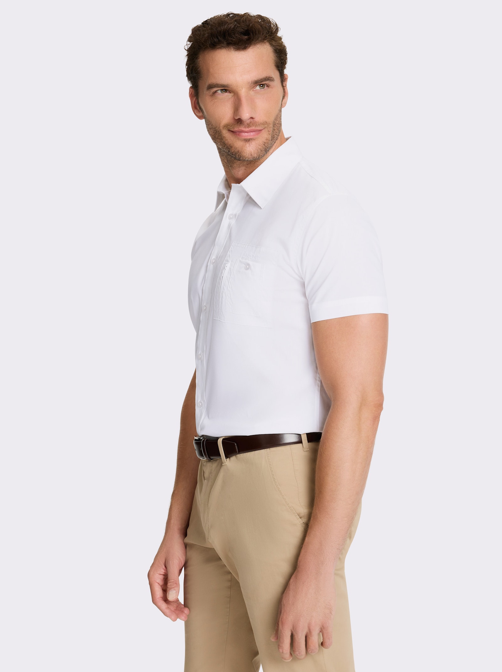 Marco Donati Kurzarmhemd mit Reissverschluss-Brusttasche - weiss