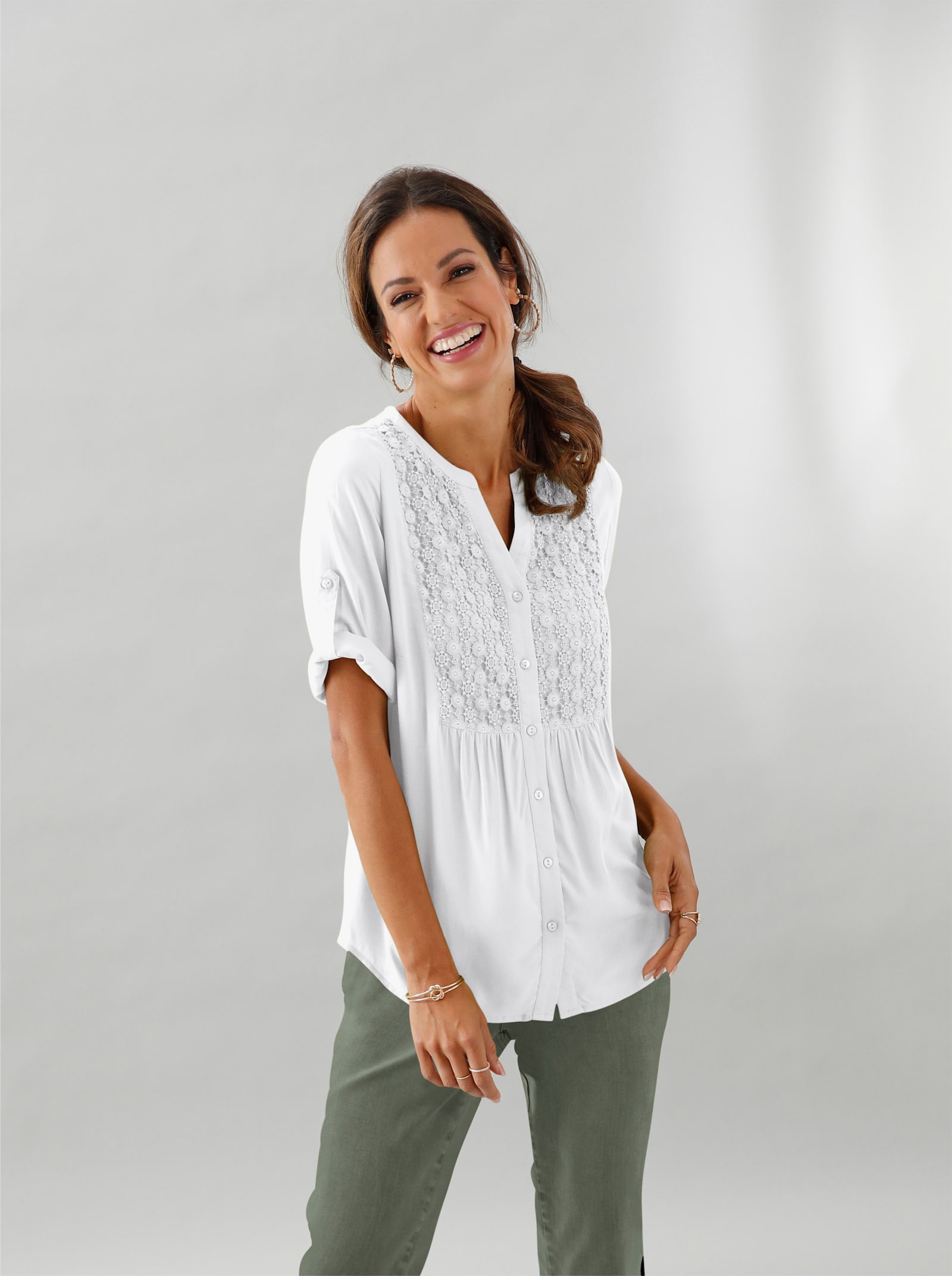 Tunika s kvetinovou výšivkou - ecru