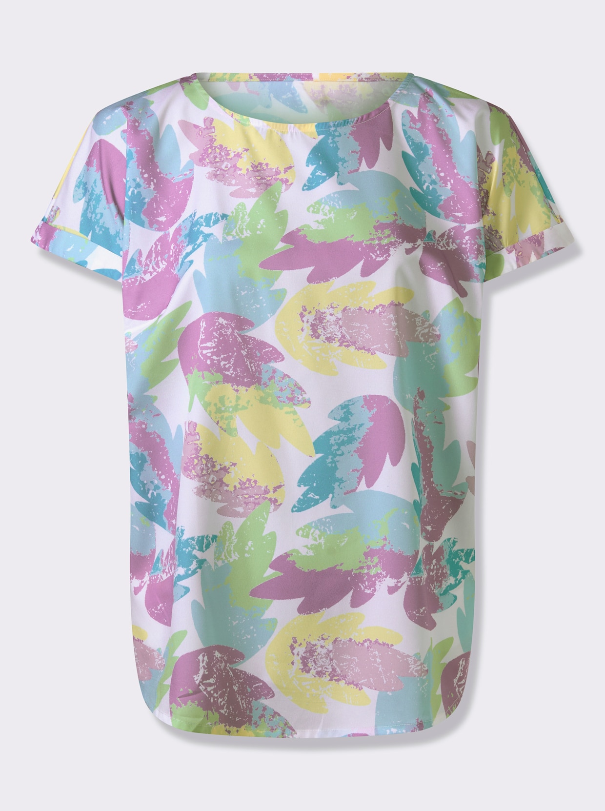 Schlupfbluse - ecru-orchidee-bedruckt