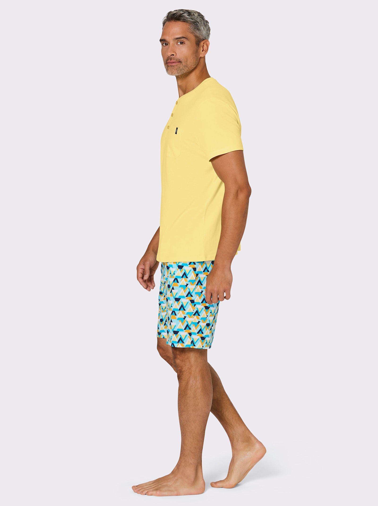 wäschepur men shortama - citroen/turquoise bedrukt