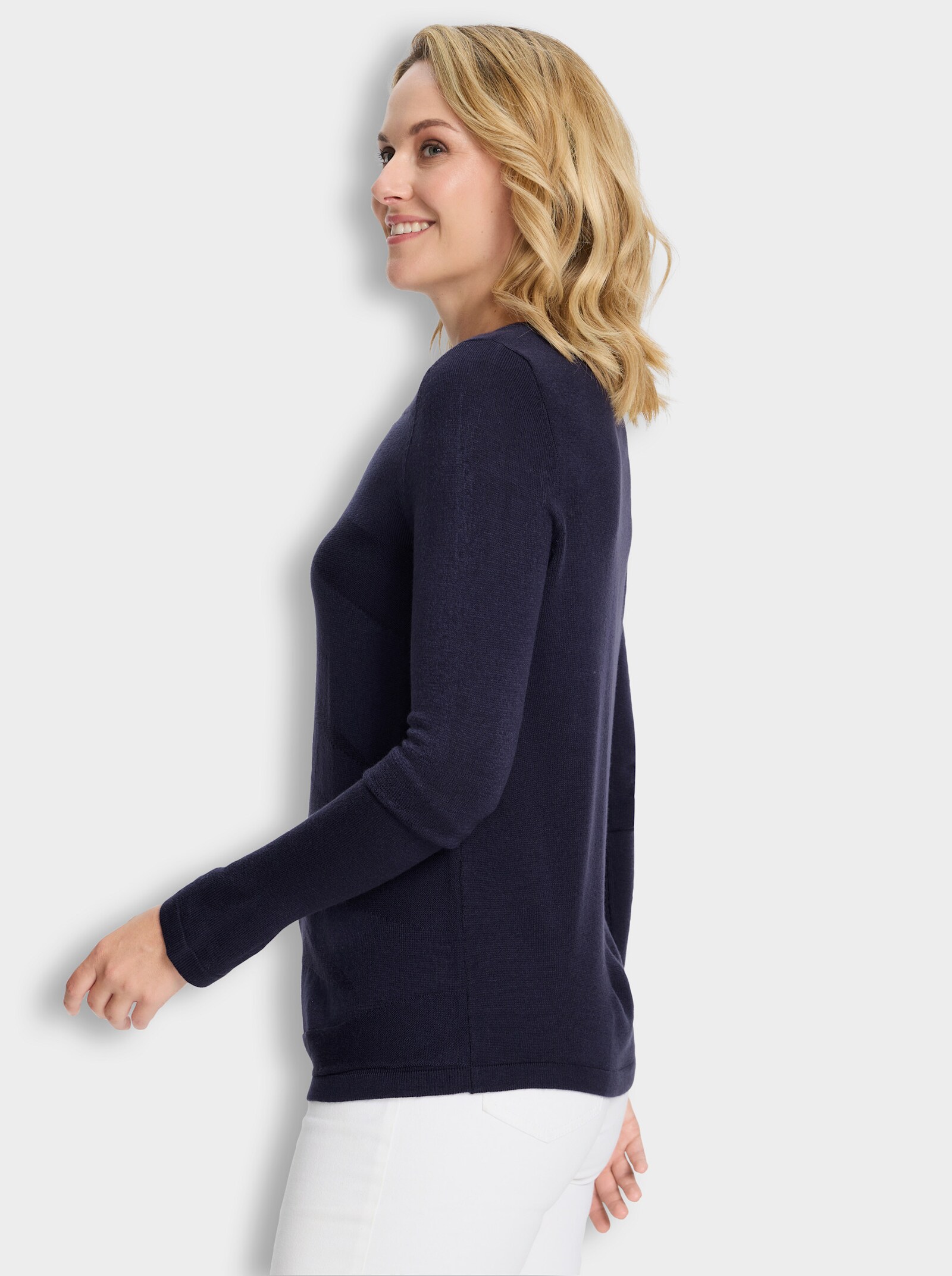 Pullover mit Strickmuster vorne - marine