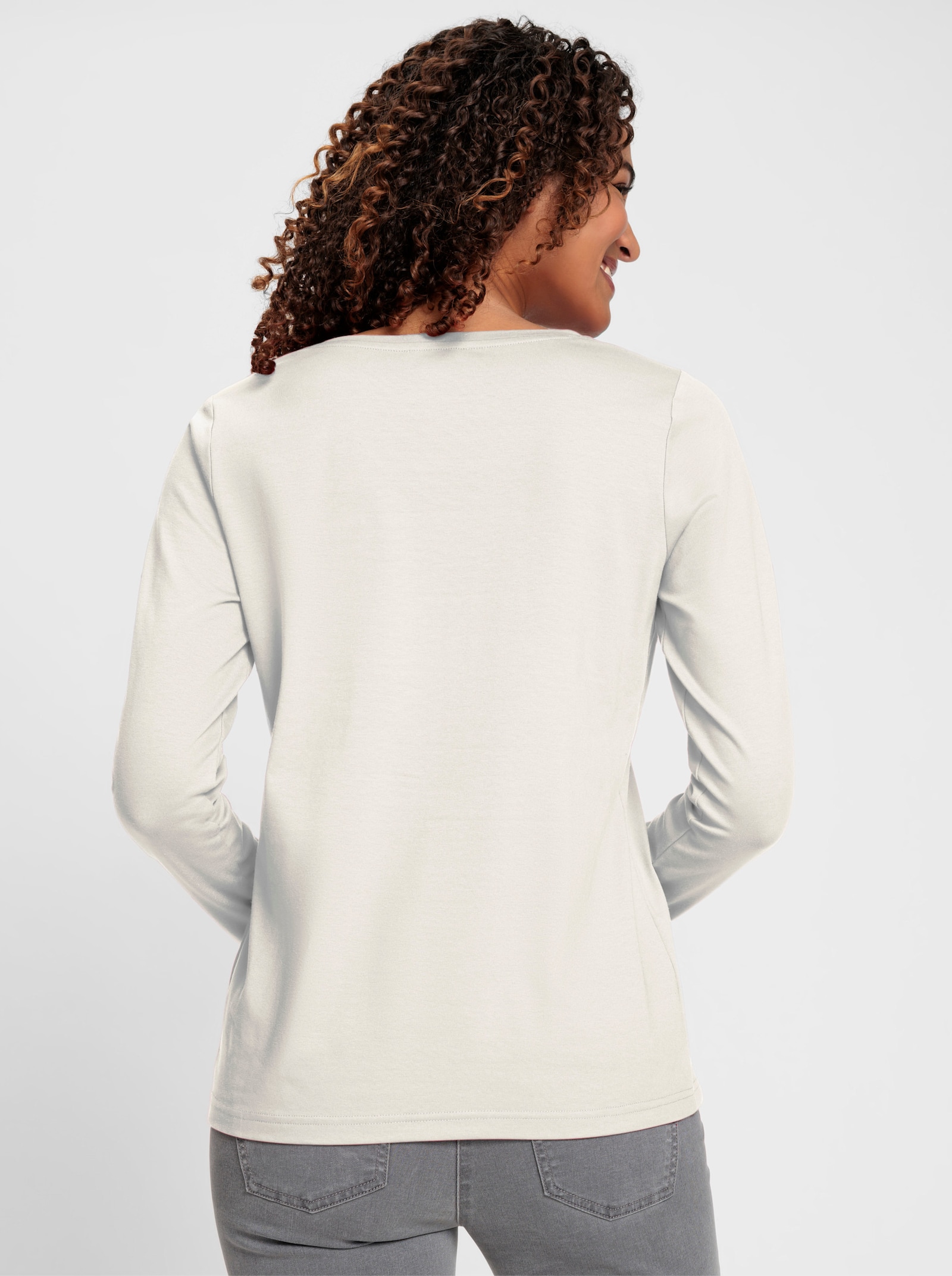 Shirt met ronde hals en gecertificeerd katoen - ecru