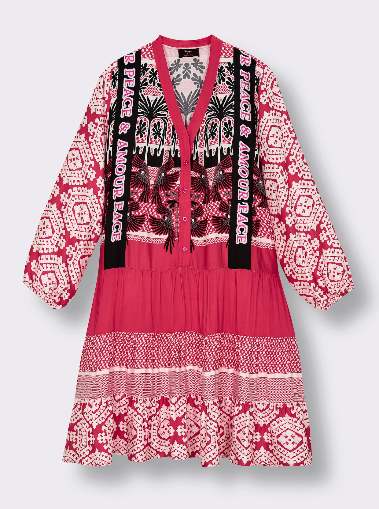 sheego loves miss goodlife Stufenkleid in Knielänge - hummer-schwarz-bedruckt