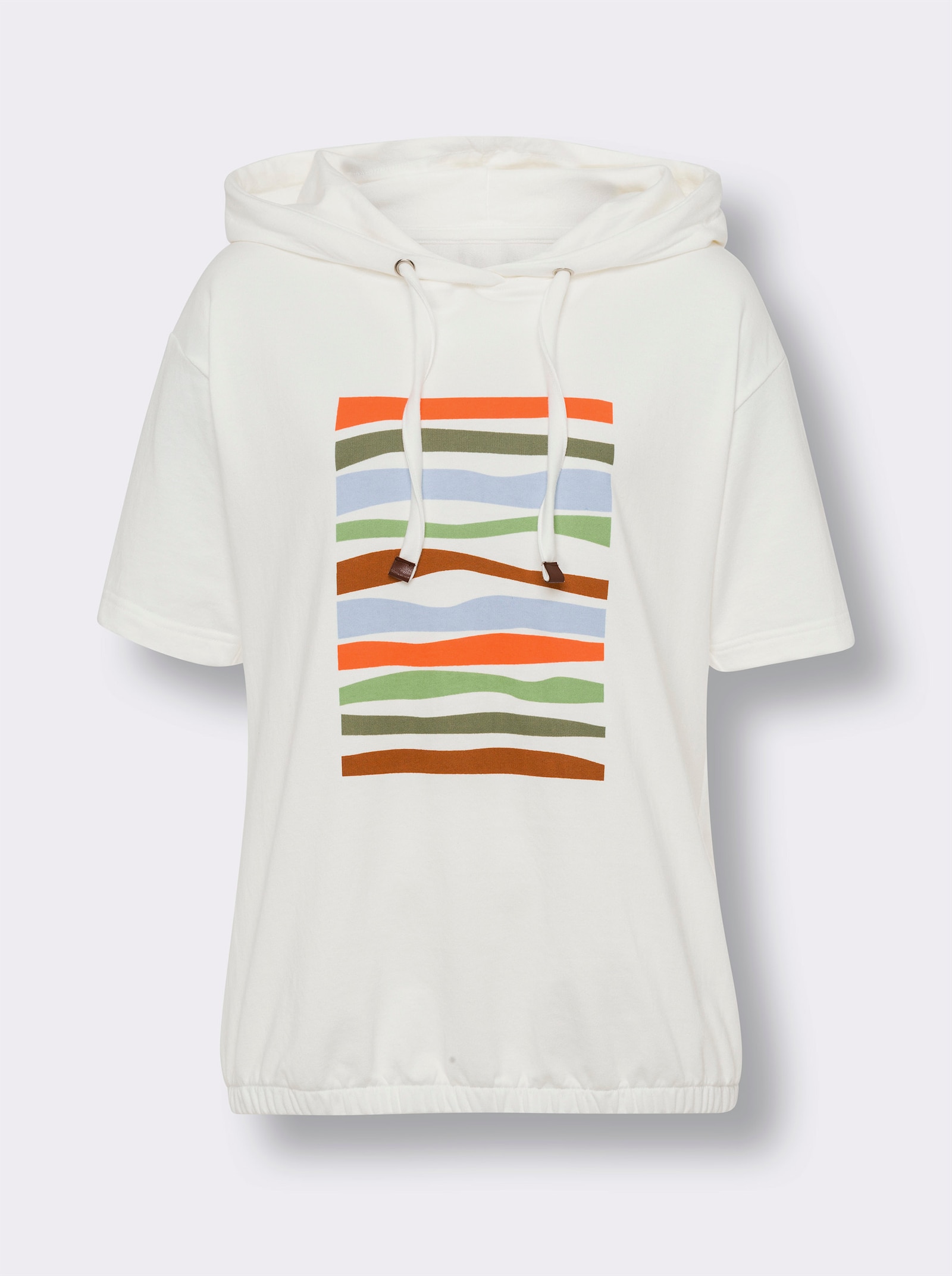 Sweatshirt met halflange mouwen - ecru-eucalyptus