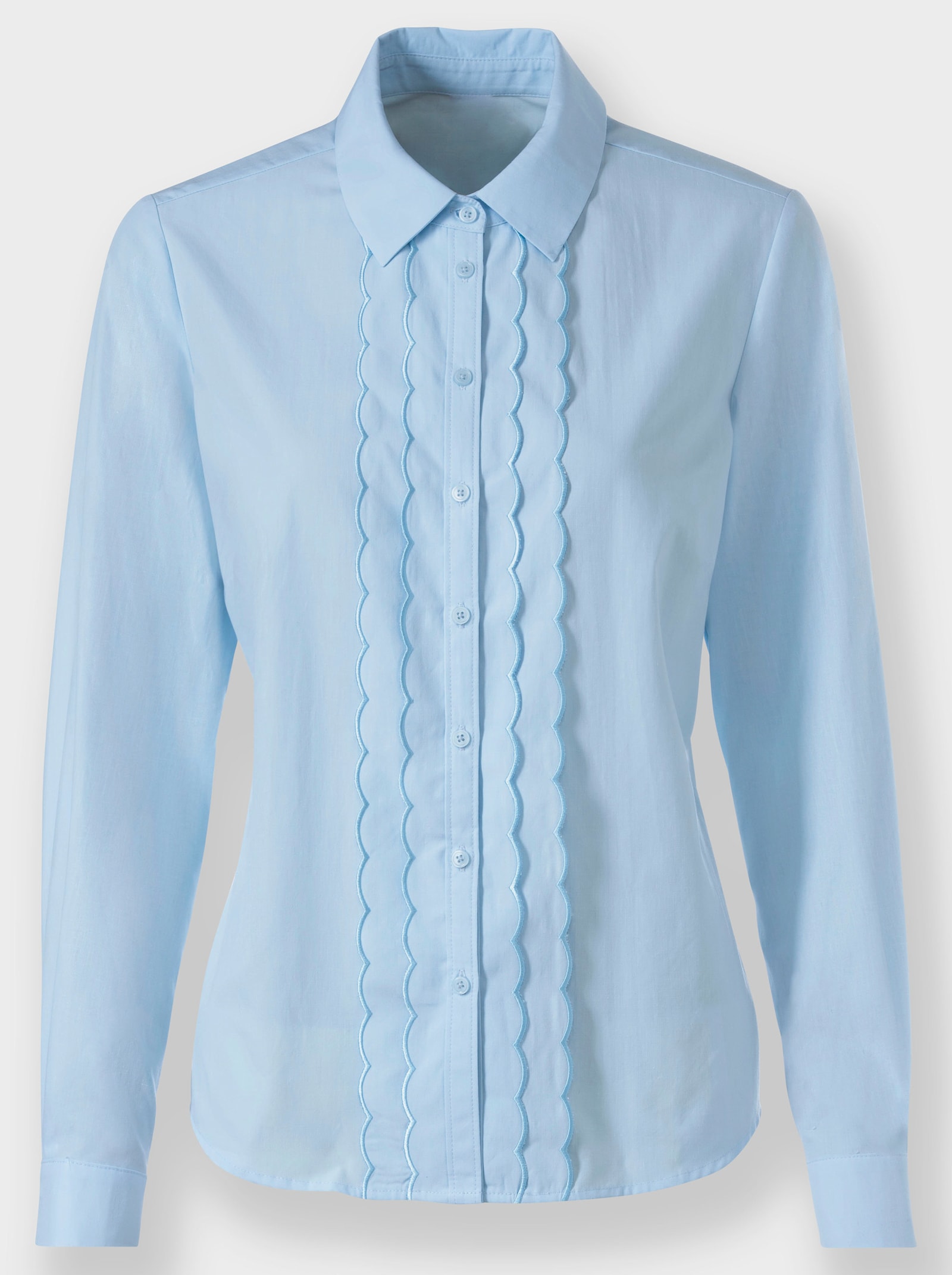Blouse met lange mouwen en knoopmanchetten - lichtblauw