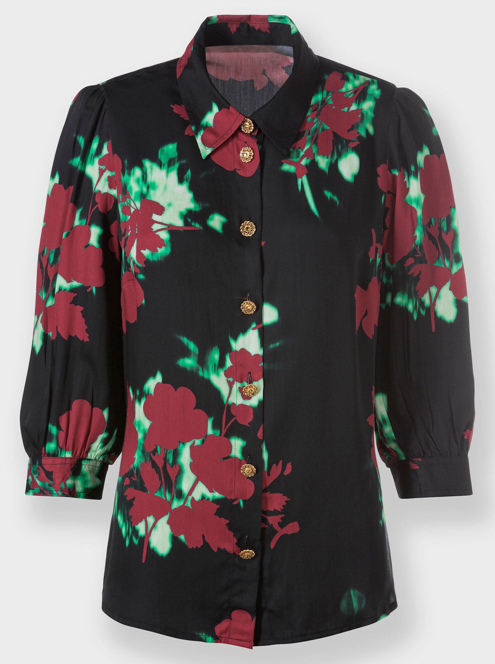 heine Blouse met print en bloemdessin - zwart/kers geprint