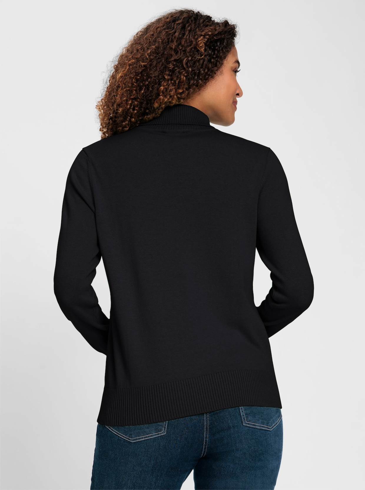 Rollkragenpullover aus Feinstrick - schwarz