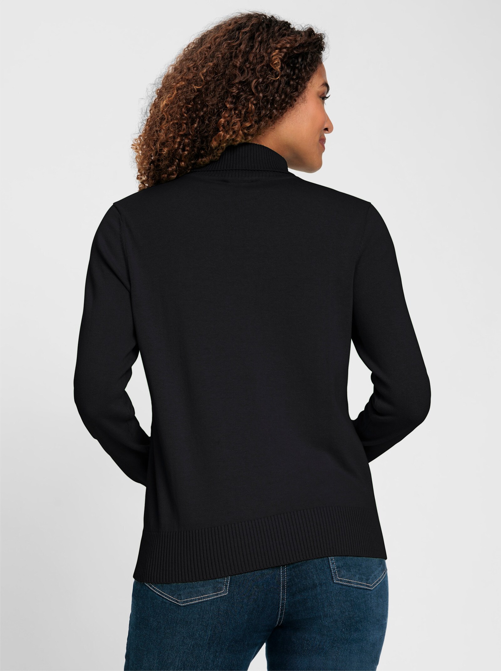 Rollkragenpullover aus Feinstrick - schwarz