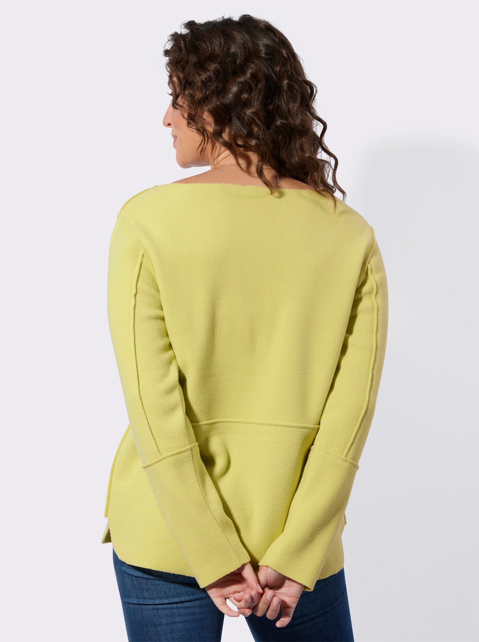 Fleeceshirt mit U-Boot-Ausschnitt - lindgrün