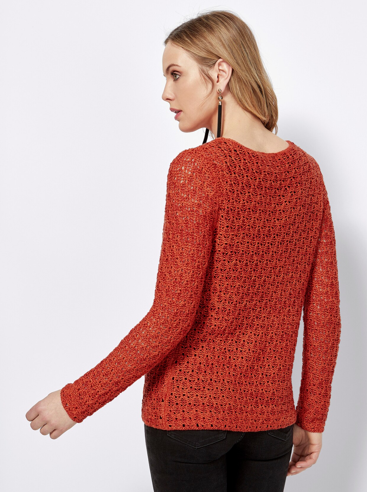 Ajourstrickjacke - orange