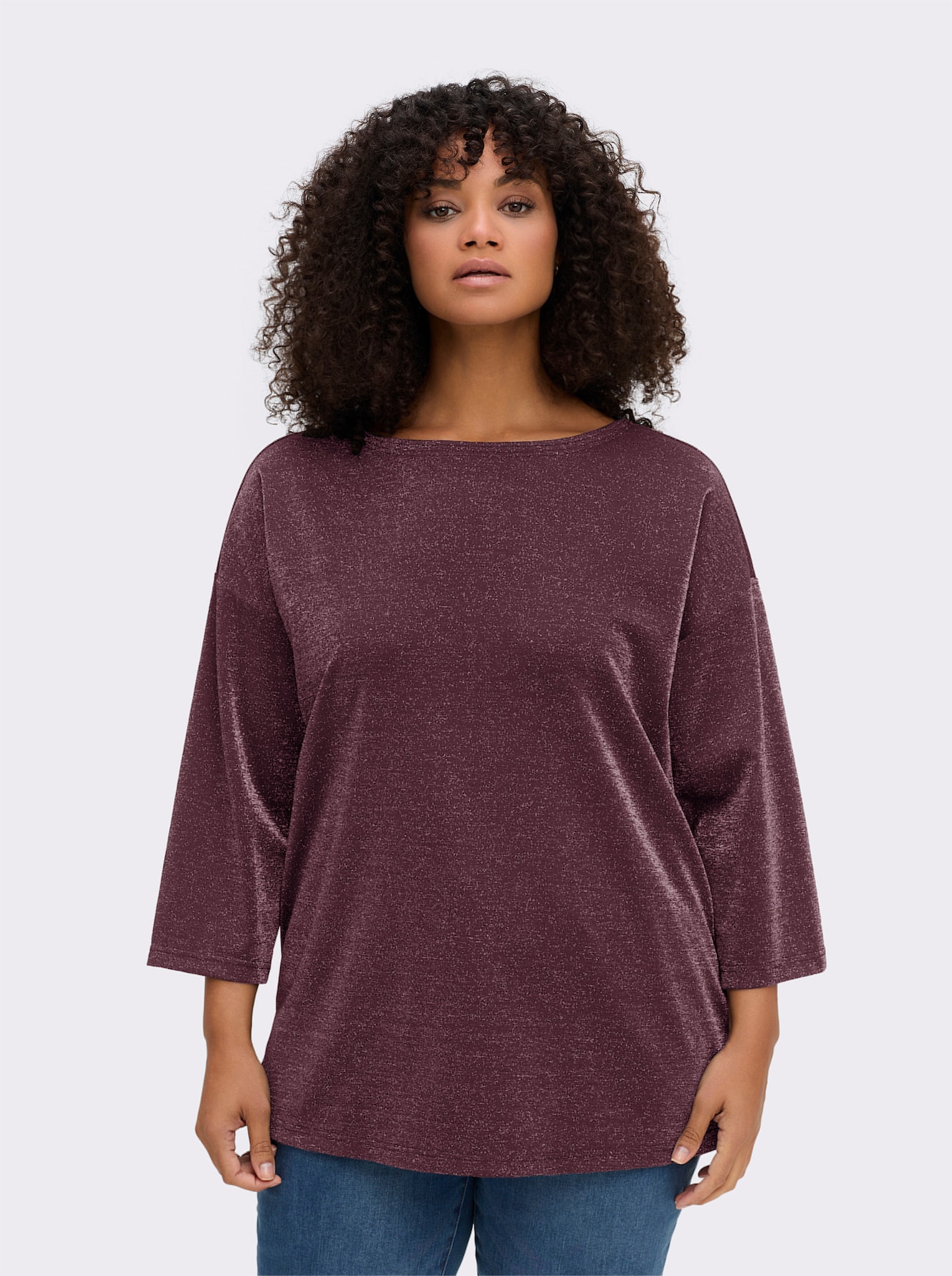 sheego Sweatshirt aus Glitzergarn - burgund