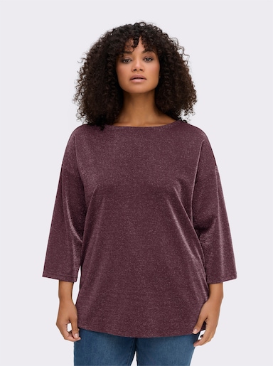 sheego Sweatshirt aus Glitzergarn - burgund