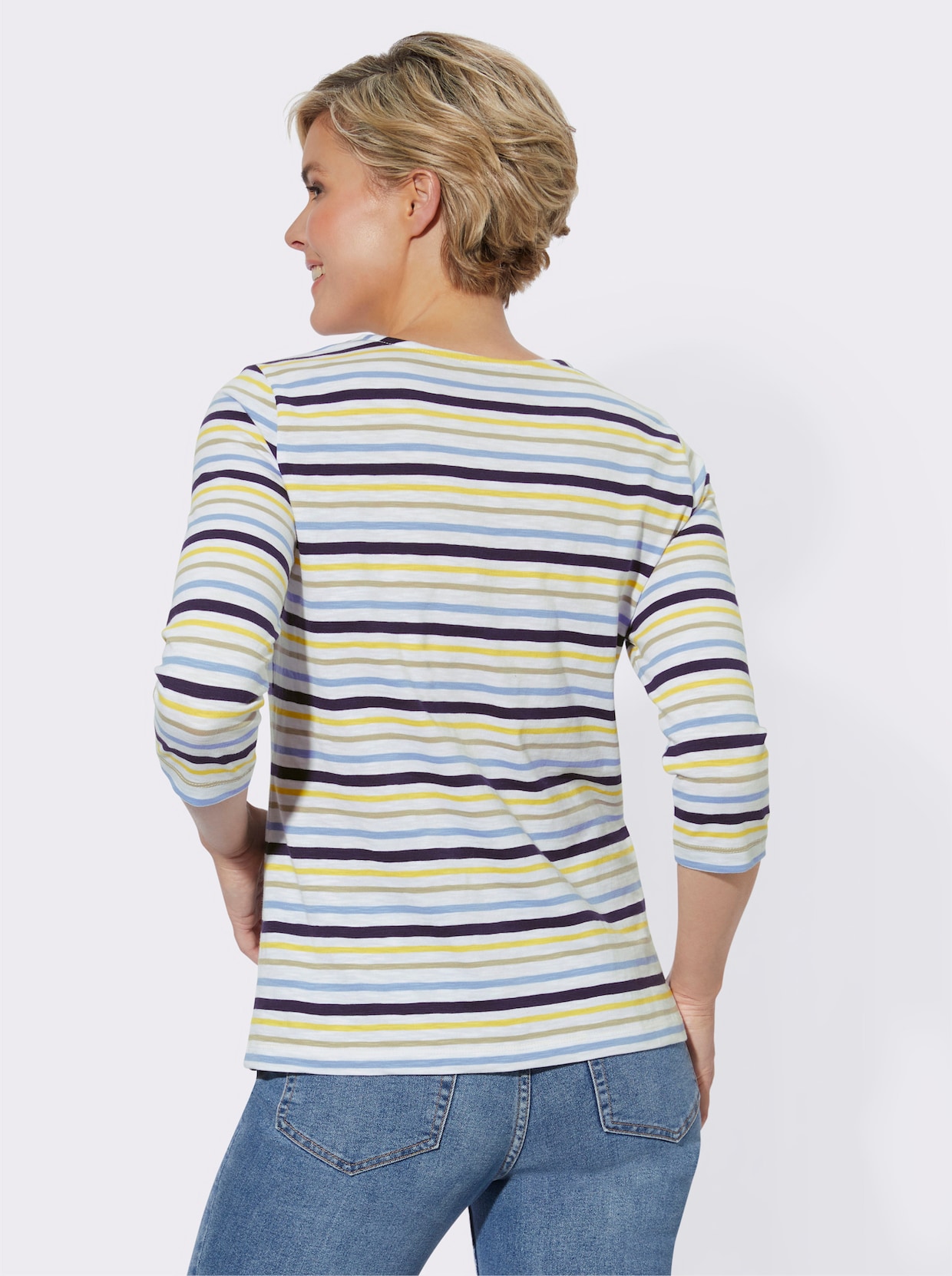 Streepjesshirt - zonnegeel/wit gestreept