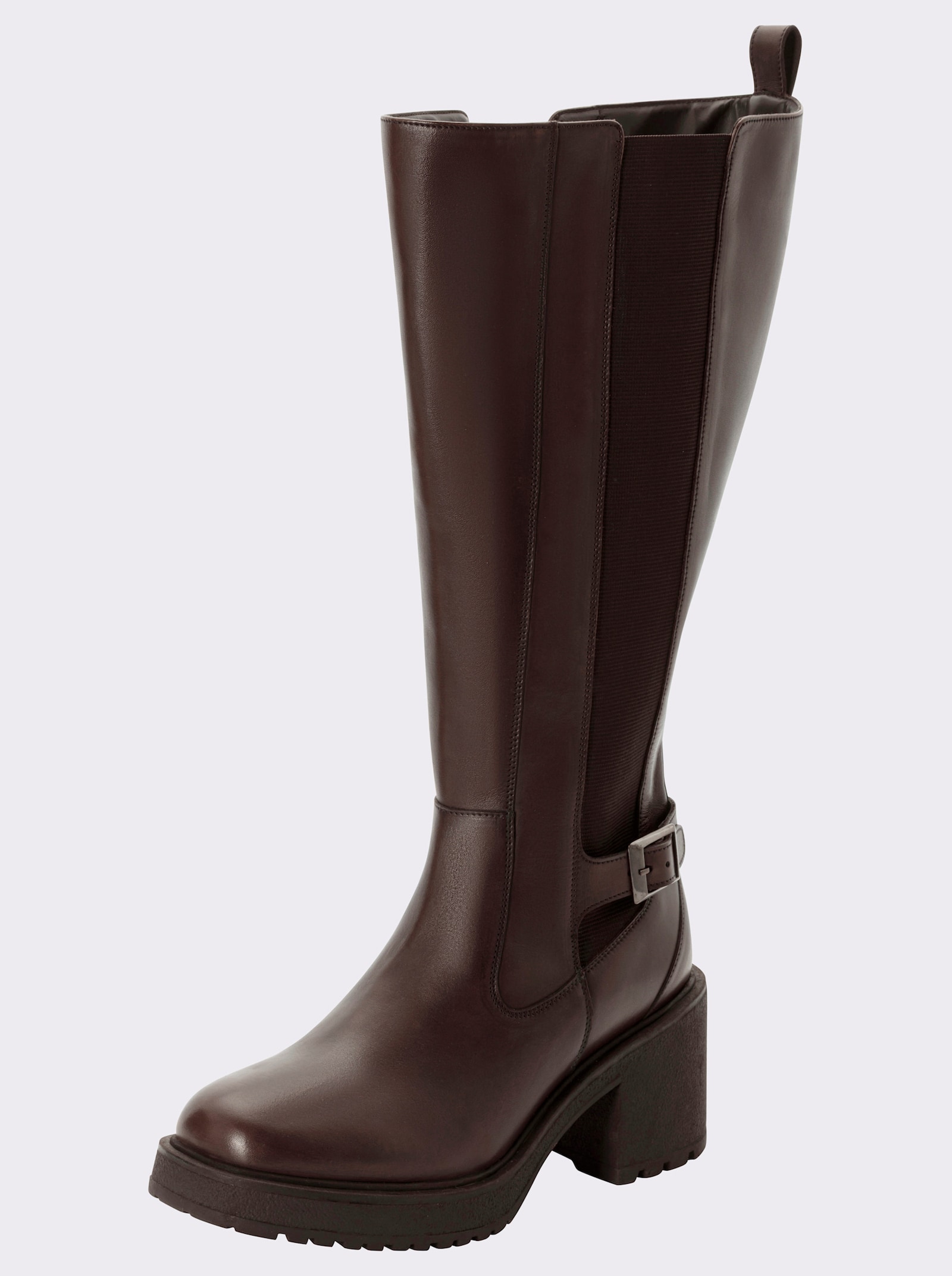 sheego Weitschaftstiefel mit Zierschnalle - braun